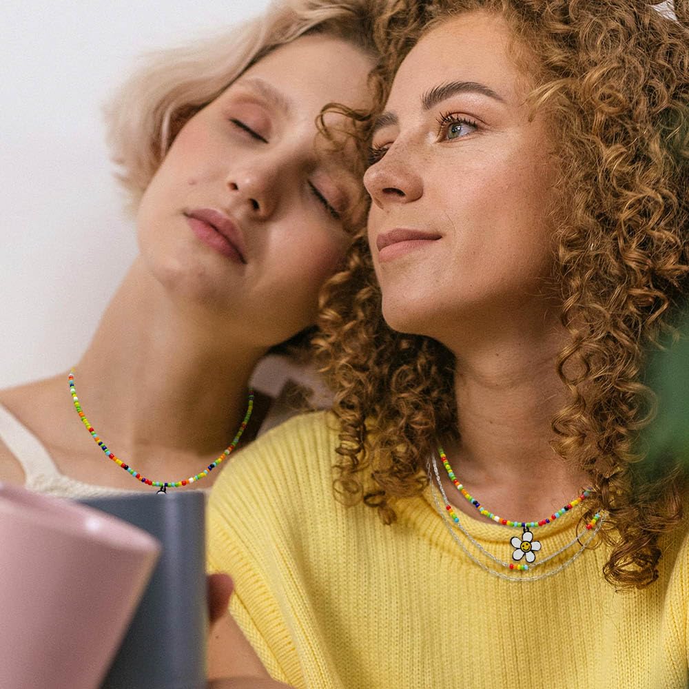 Madison Tyler Pride Rainbow Pendant Necklace - LGBTQ+ Rainbow Beaded Layered Jewelry for Men & Women | Braided Chain Gay Pride Accessories for Everyday Wear, Pride Month & Special Occasions