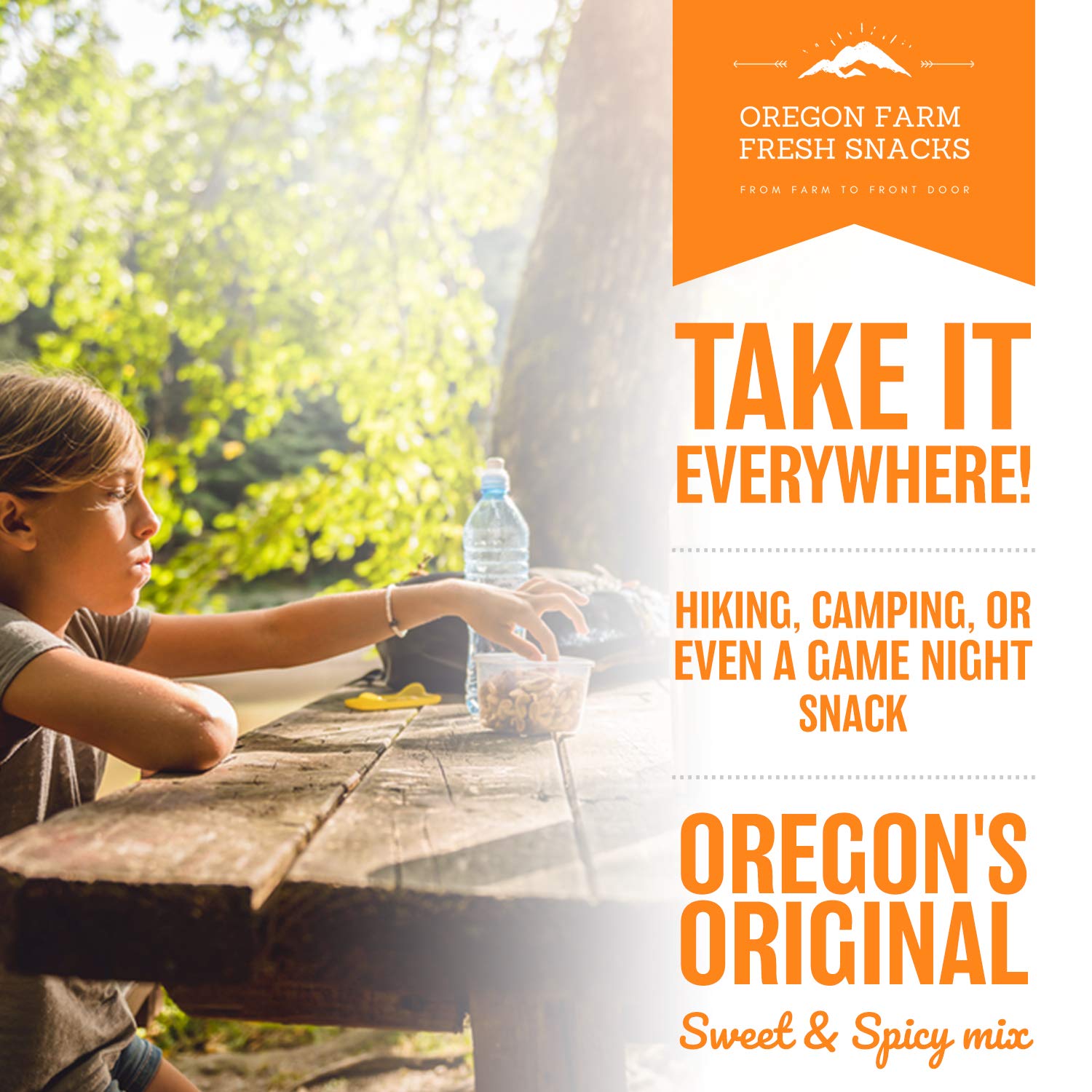 Oregon Farm Fresh Blazing Trail Sweet & Spicy Nut & Cracker Mix - Healthy Crunchy Snacks 16oz Pouch - Perfect for Game Nights, Hiking, Beer Pubs & Office Snacking