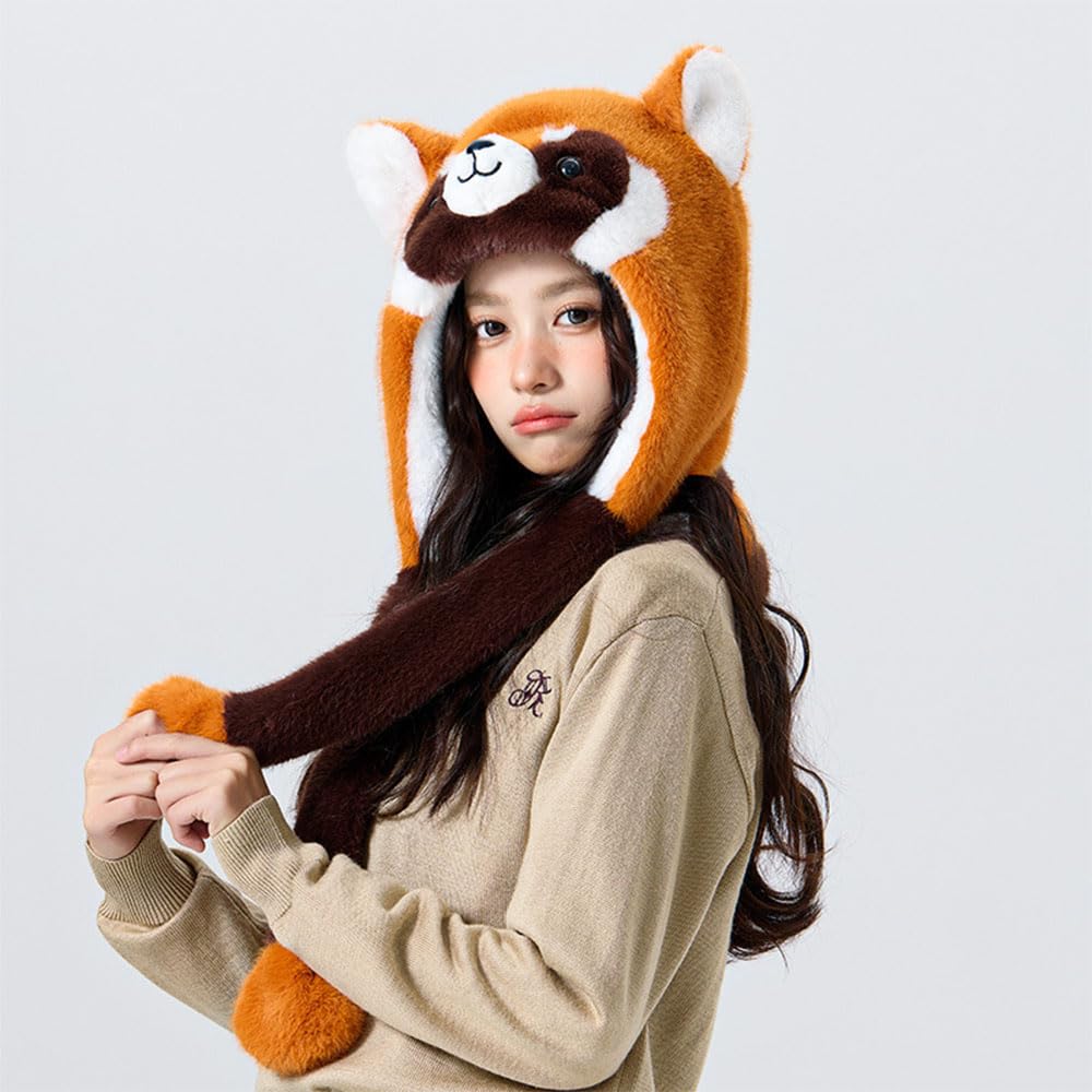 Adorable Winter Animal Hat with Moving Ears - Cute Cartoon Plush Beanie for Women & Girls | Warm Funny Earmuff Hat for Outdoor Activities, Christmas Gifts & Cosplay