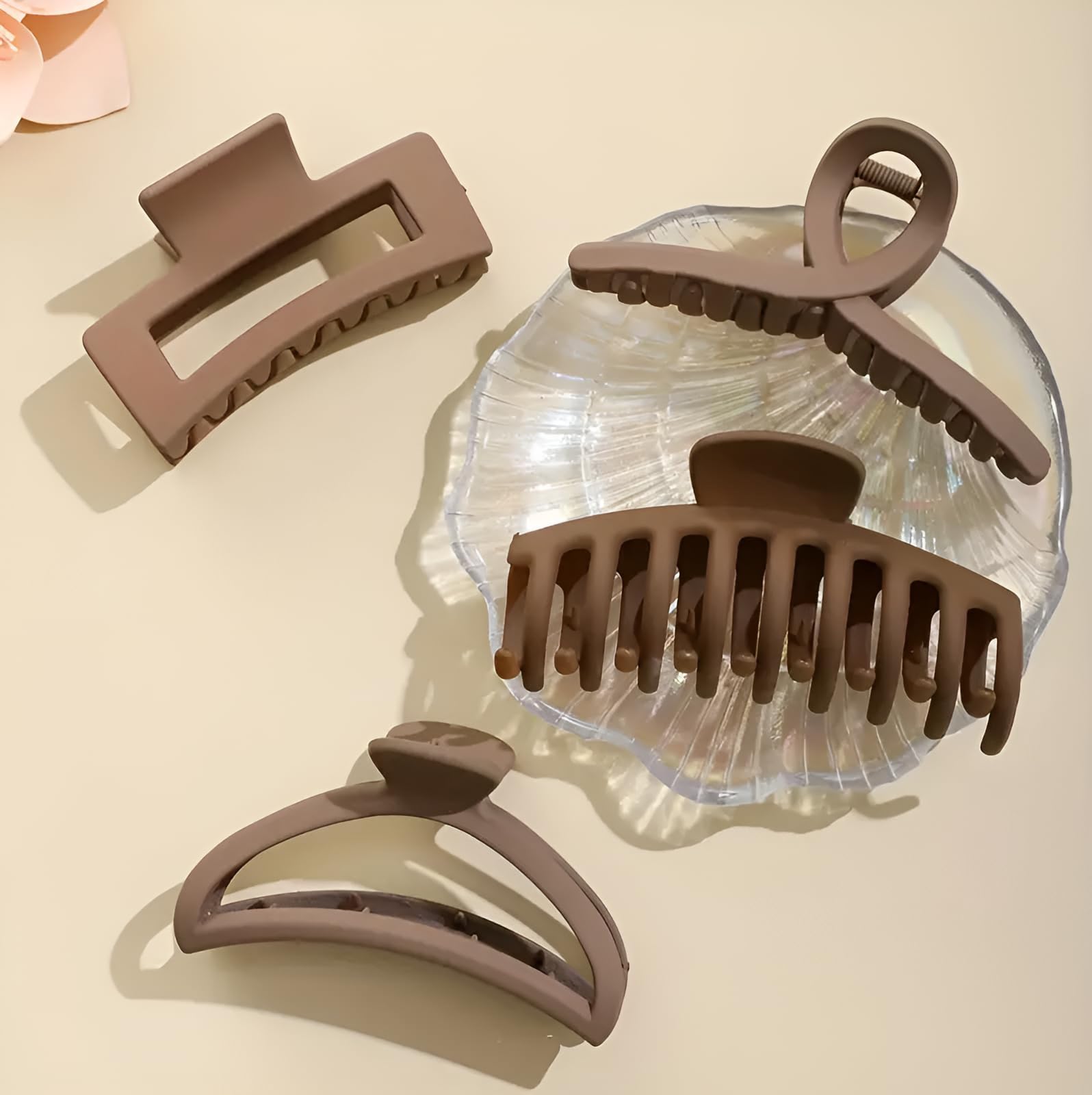 PACTIV 4-Piece Non-Slip Hair Claw Clips for Women - Strong Hold Ponytail Clamps, Simple Style Hair Clips for Thick Hair - Perfect for Workouts, Office, and Everyday Hairstyles