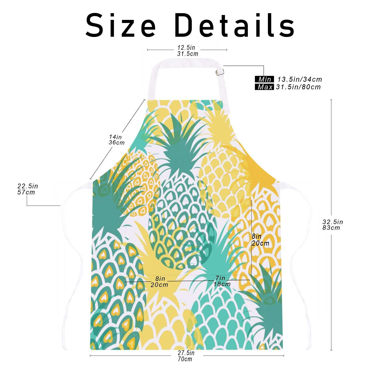 Funny Pineapple Adjustable Cooking Apron with Pockets, Oven Mitt & Pot Holder Set - 3-Piece Kitchen Gift for Baking, Grilling & Cooking at Home
