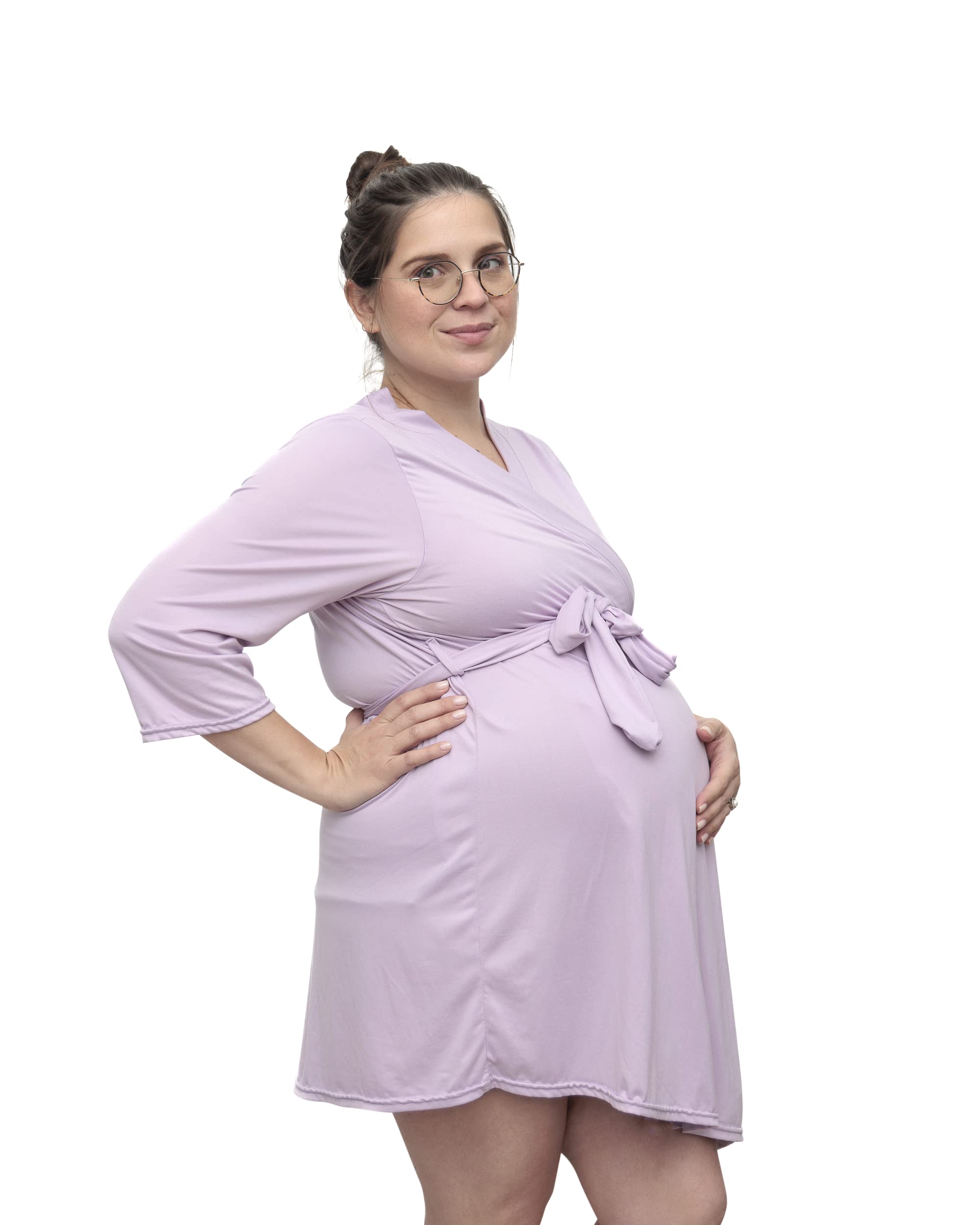 MOMMY O CLOCK Maternity Robe for Hospital - Soft Labor & Delivery Gown, Nursing Nightgown for Women | Postpartum Recovery & Breastfeeding Comfort