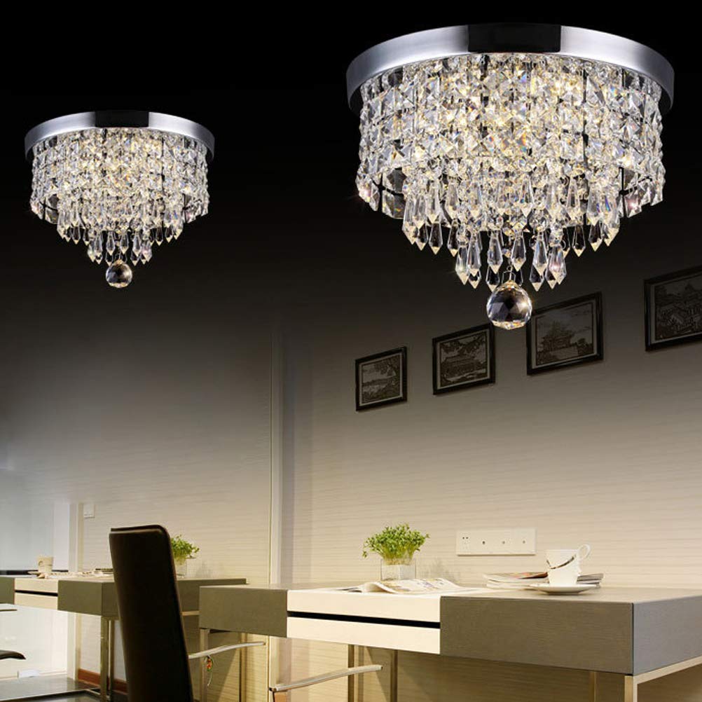 Totority Crystal LED Chandelier Ceiling Light - Modern Hanging Pendant Lamp for Dining Room, Bedroom, or Living Room Decor
