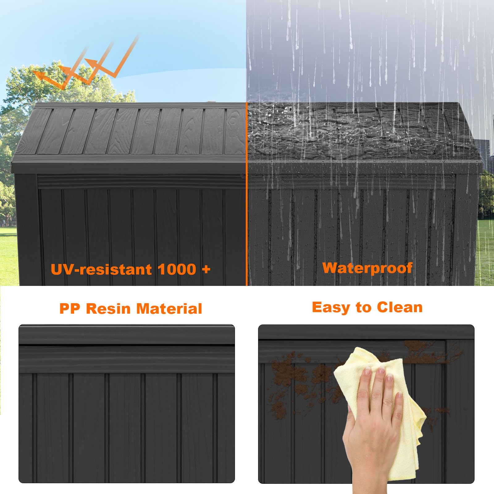 180 Gallon Large Resin Deck Box - Outdoor Lockable Storage Container with Dividers for Patio Cushions, Pool Supplies & Garden Tools | Weatherproof & UV Resistant Black | Perfect for Backyard, Poolside & Garden Organization