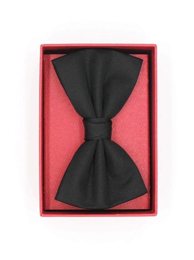 LA Smith Finest Silk Grosgrain Black Bow Tie - Premium Ready-Tied Necktie for Weddings, Prom & Formal Events | Classic Elegance for Men's Fashion