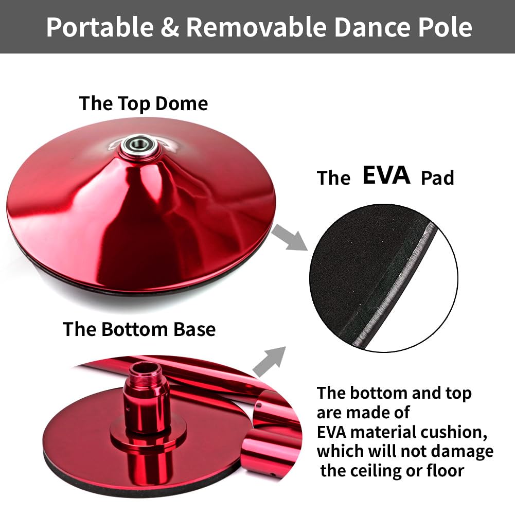 45mm Spinning Portable Dance Pole for Home - Extendable Pole Dancing Pole for Bedroom, Studio & Fitness, Perfect for Beginners, Advanced Dancers & Home Workouts