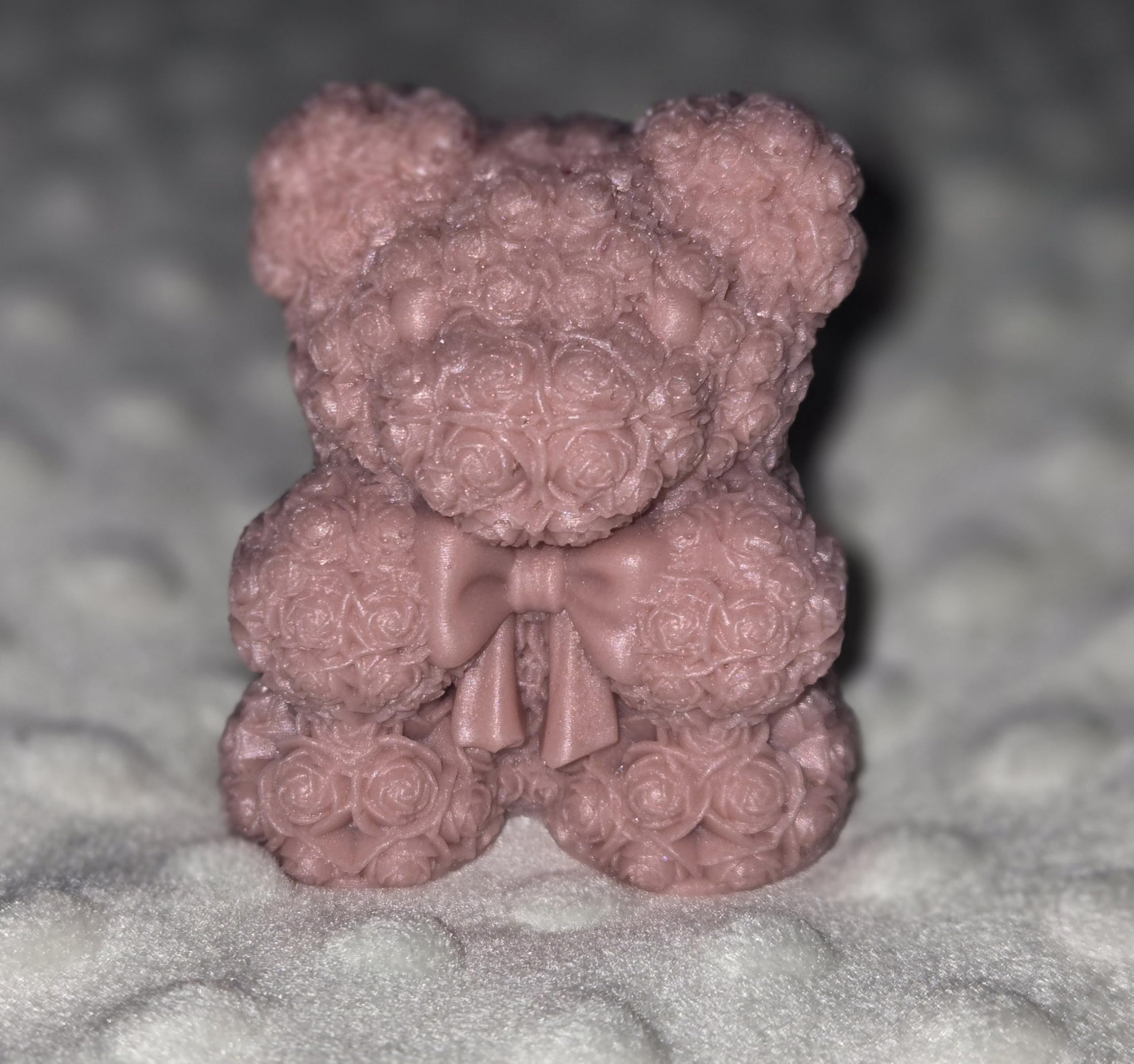 Rose Bear Soap Gift Set - Cherry Blossom & Spearmint Scented Handmade Soaps for Women, Romantic Birthday & Valentine's Day Gifts, Self Care & Bathroom Decor