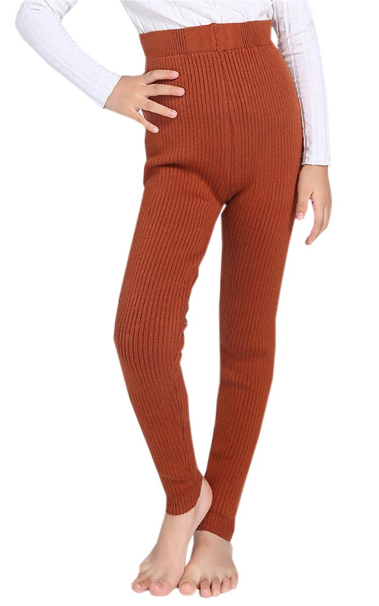 SANGTREE Girls' Ribbed Knit Cashmere Leggings - Soft & Warm Winter Tights for Kids | Perfect for School, Playdates & Outdoor Activities
