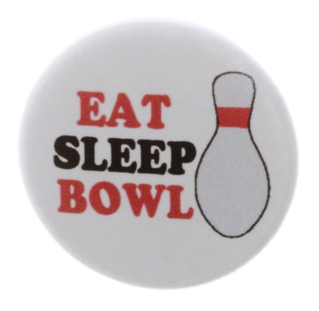 A&T Designs Eat Sleep Bowl Pinback Button - Funny Bowling Enthusiast Gift for League Players & Alley Fans - Perfect for Tournaments, Gifts & Bowling Accessories