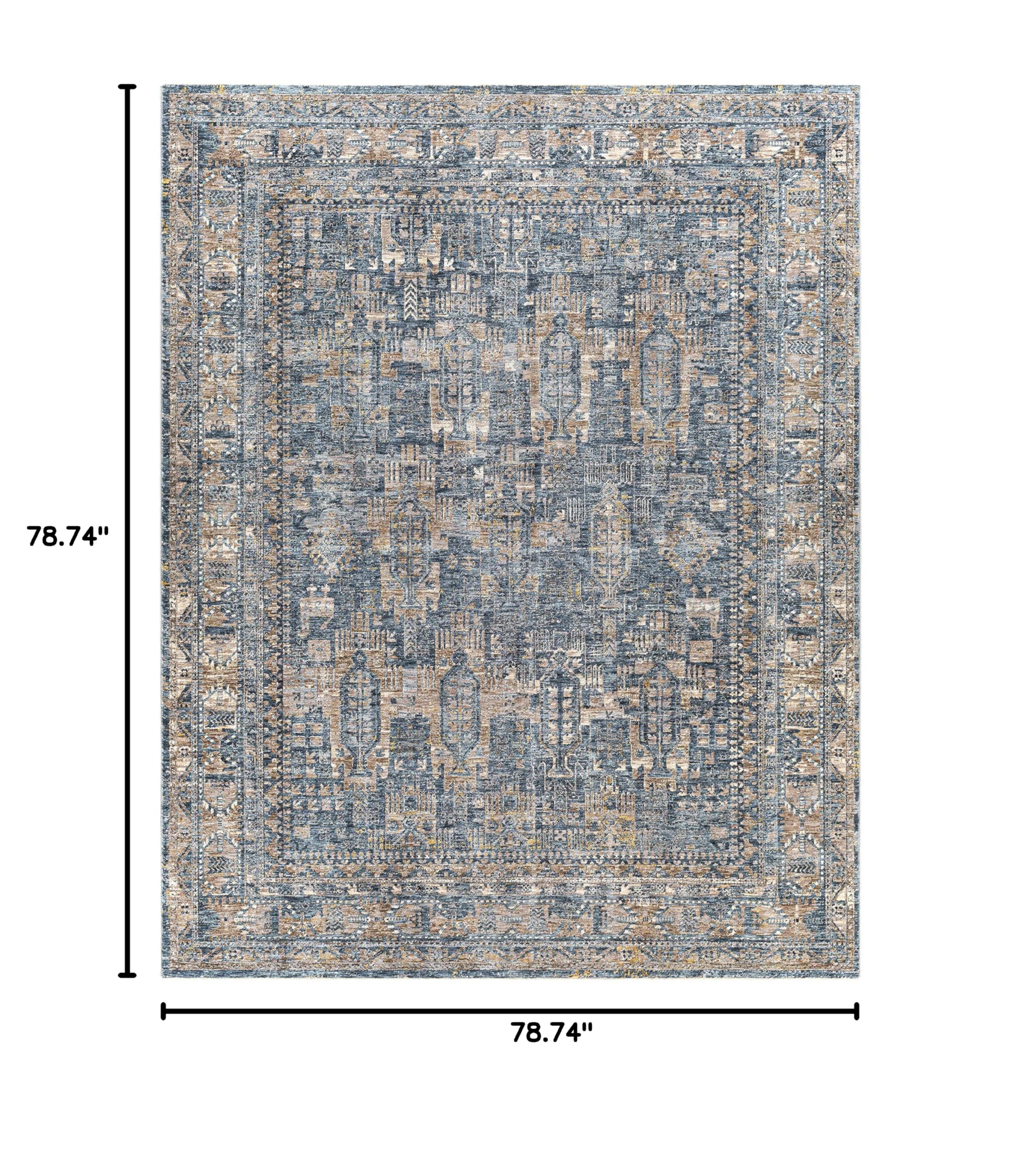 Hauteloom Cooranbong Traditional Beige Brown Blue Area Rug 6'7