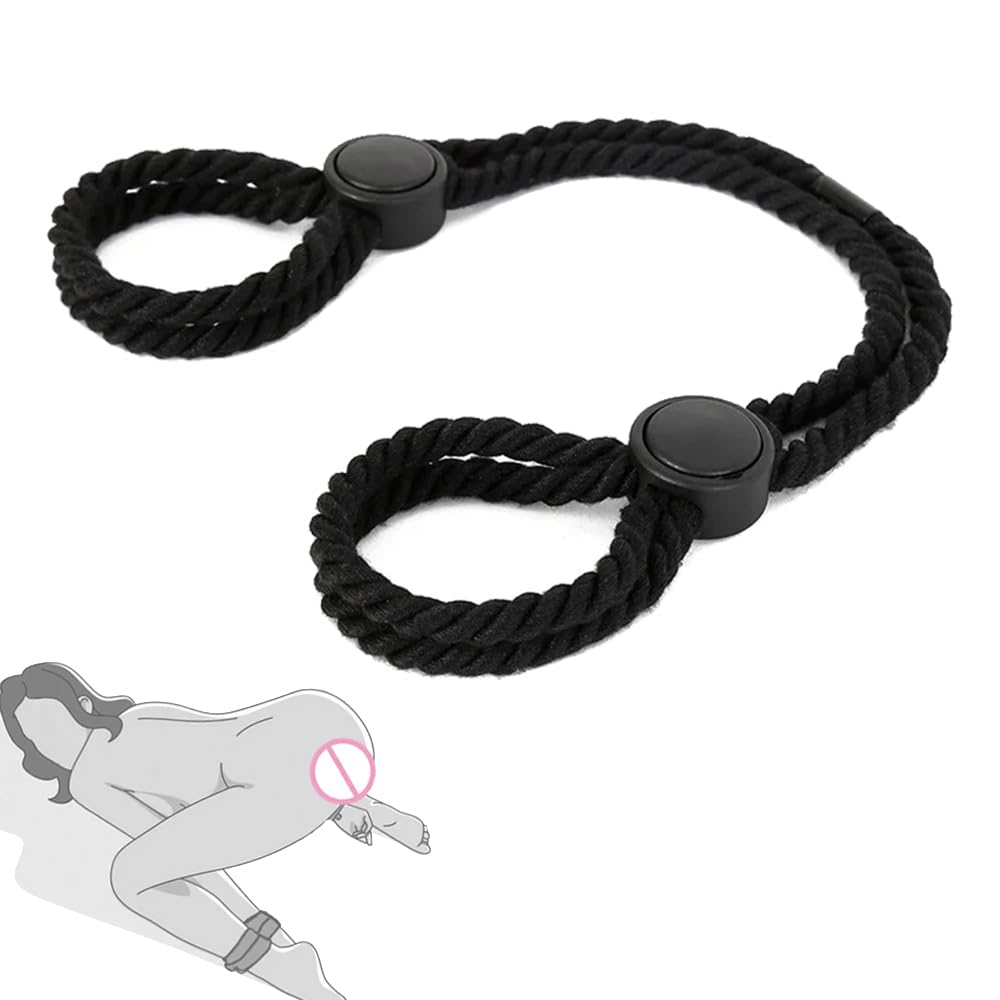 Adjustable BDSM Bondage Rope & Restraints Set - Soft Wrist & Leg Cuffs for Couples Play - Perfect for Bedroom Bondage, SM Games, and Spicing Up Intimate Moments (Men & Women)