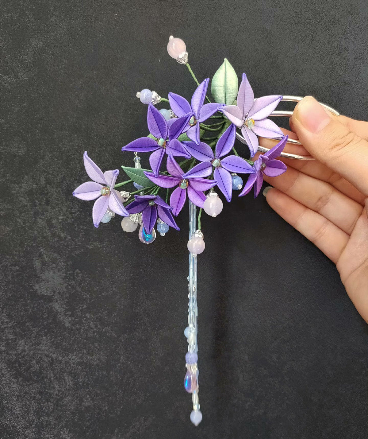Elegant Purple Silk Hairpin - Handcrafted Bespoke Hair Accessory for Women | Perfect for Weddings, Parties, and Special Occasions