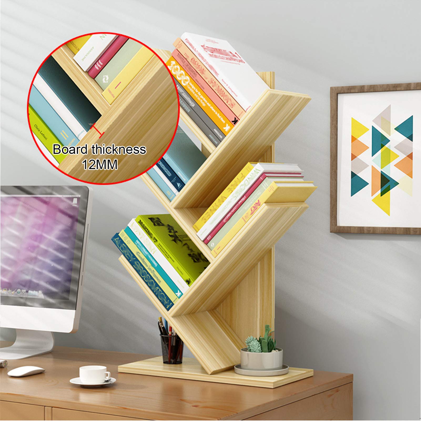 Tree-Shaped Desktop Bookshelf Organizer - Stylish Bookcase for Books, Magazines & CDs Storage - Perfect for Bedroom, Living Room & Office Workspace Decor