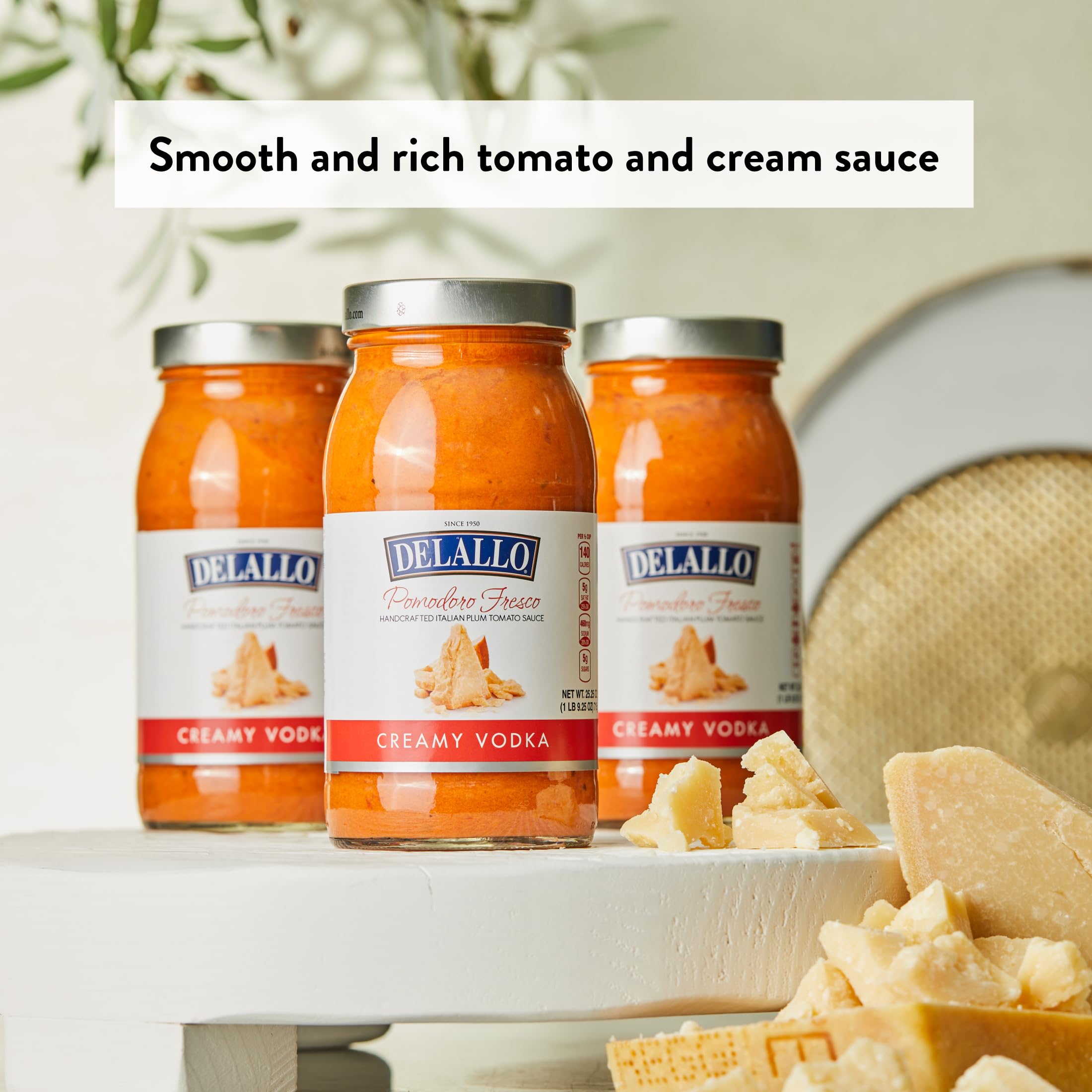 DeLallo Creamy Vodka Sauce (6-Pack) - Authentic Italian Tomato Pasta Sauce with Parmesan & Pecorino Romano Cheeses | Gluten Free, All Natural, Sweet & Tangy Flavor | Perfect for Pasta Dishes, Pizza Topping & Italian Recipes
