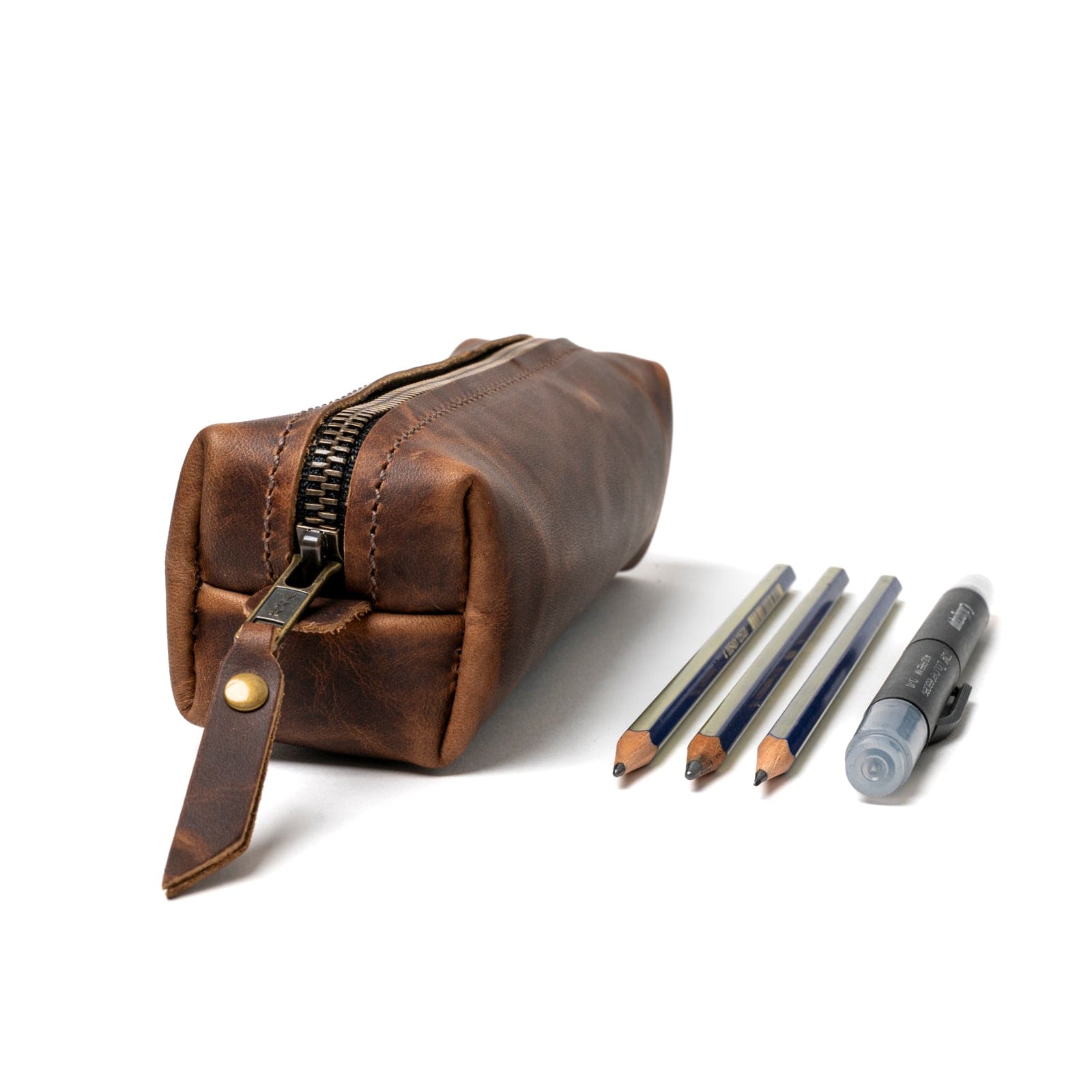 Premium Genuine Leather Pencil Case for School & Office - Stylish Organizer for Pens, Markers & Art Supplies - Perfect Gift for Students & Professionals