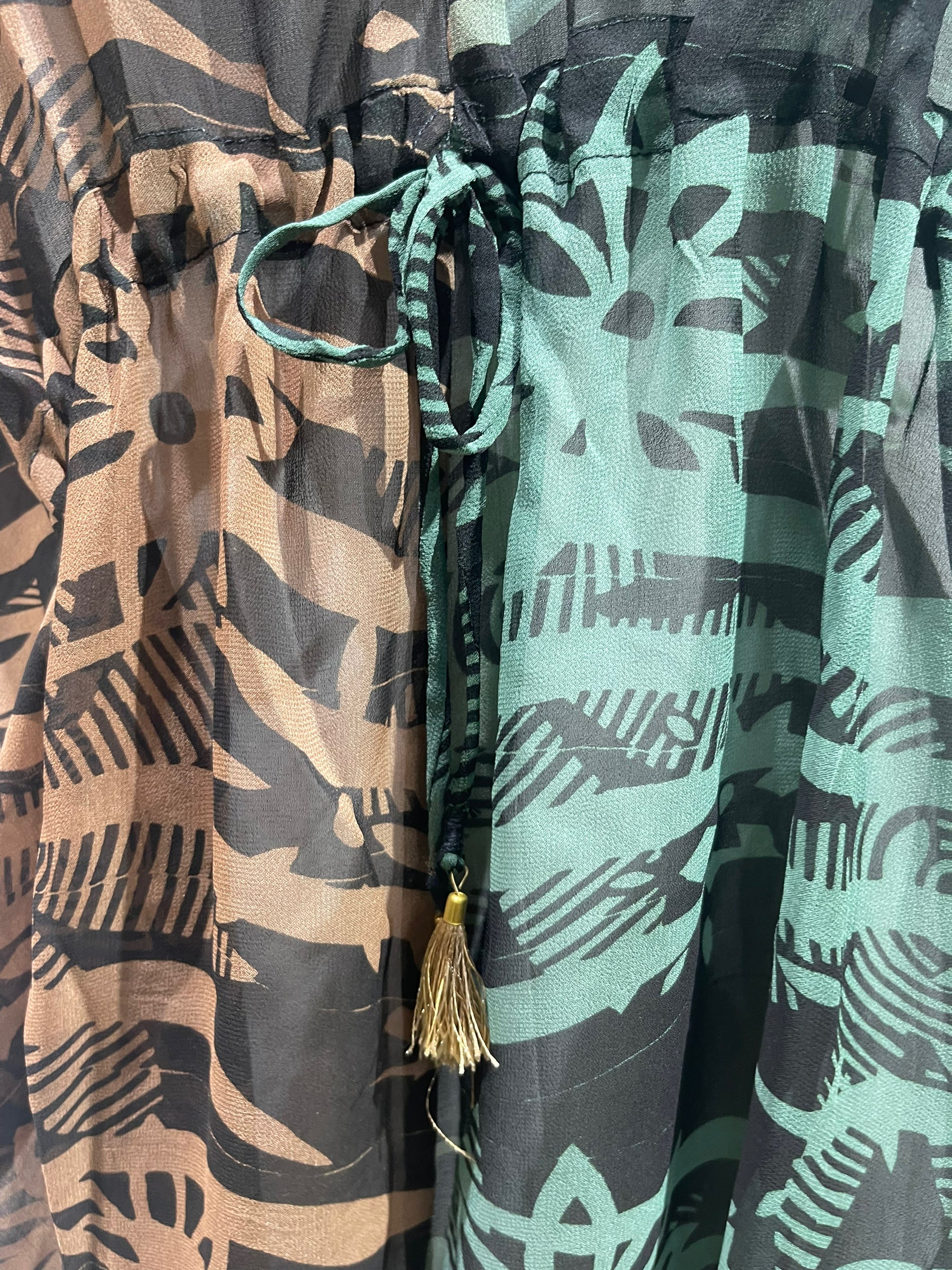 PRG5684 Sheer Avatar Pure Silk Maxi Kaftan Dress - Elegant Long Sleeve Flowy Beach Cover Up for Women - Perfect for Resort Wear, Vacation, and Summer Evenings