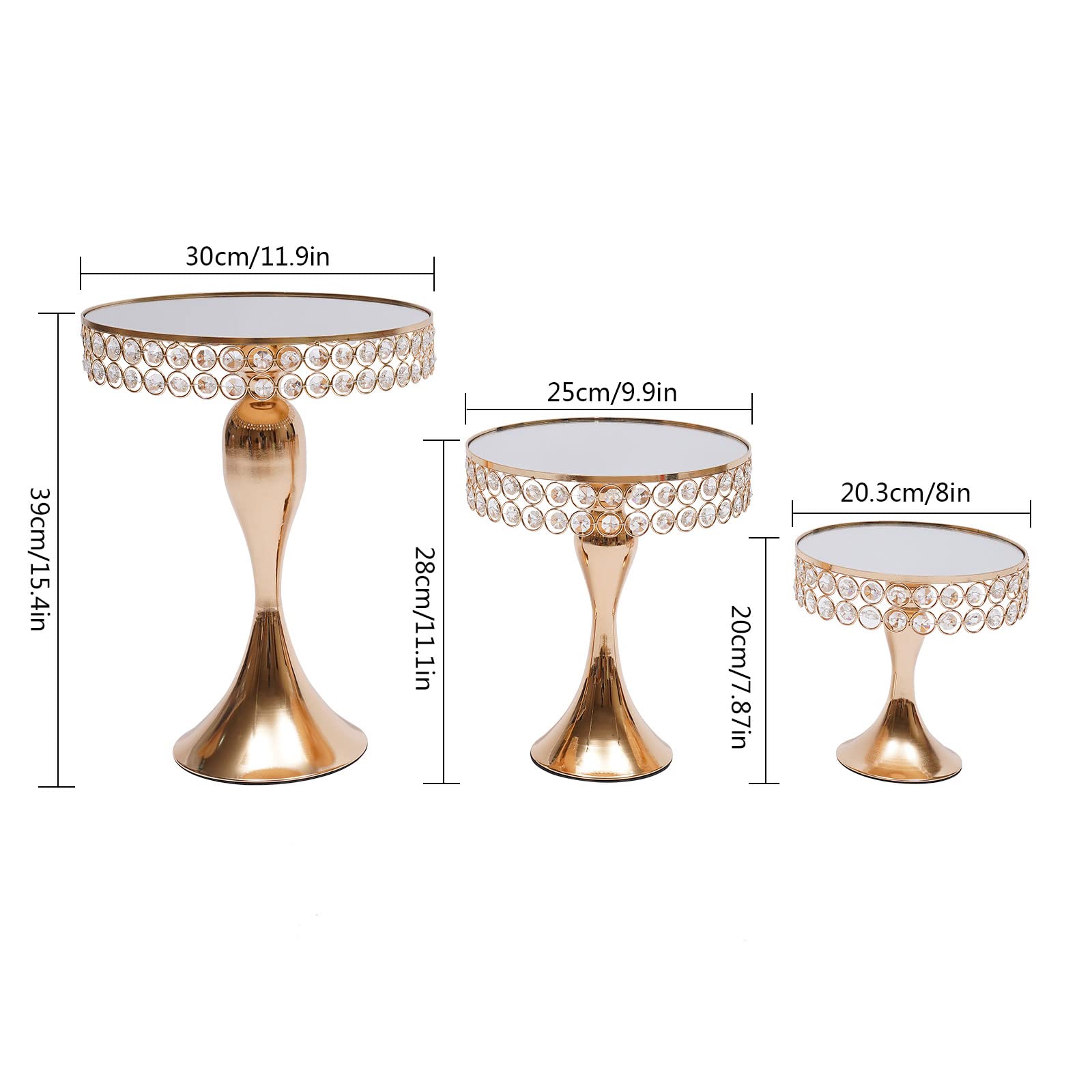 3-Piece Rose Gold Crystal Beaded Cake Stand Set with Pendants - Elegant Round Cupcake & Dessert Display Stand for Birthday Parties, Weddings, Baby Showers - Perfect for Event Decor, Dessert Buffets and Table Centerpieces