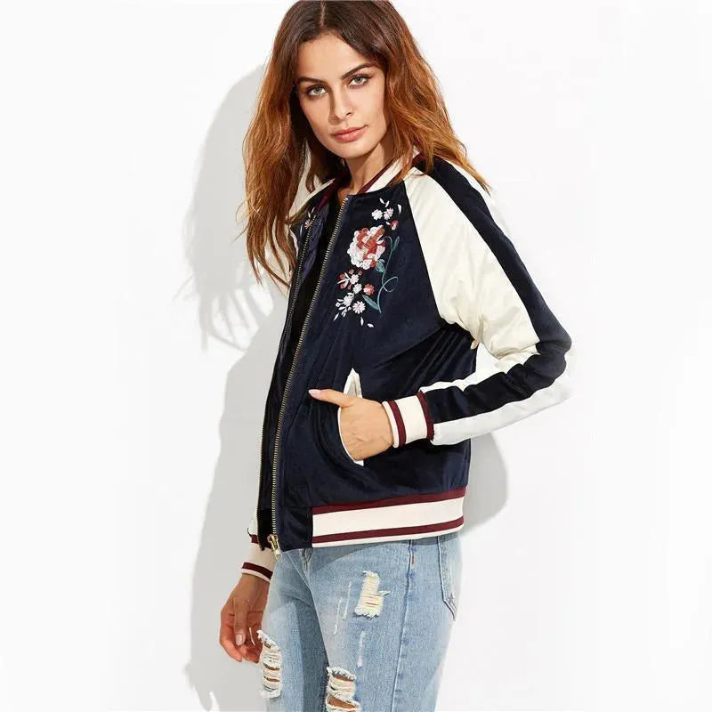 Stylish Floral Bomber Jacket for Women - Lightweight Spring/Summer Fashion Outerwear - Perfect for Casual Outings, Streetwear & Date Nights