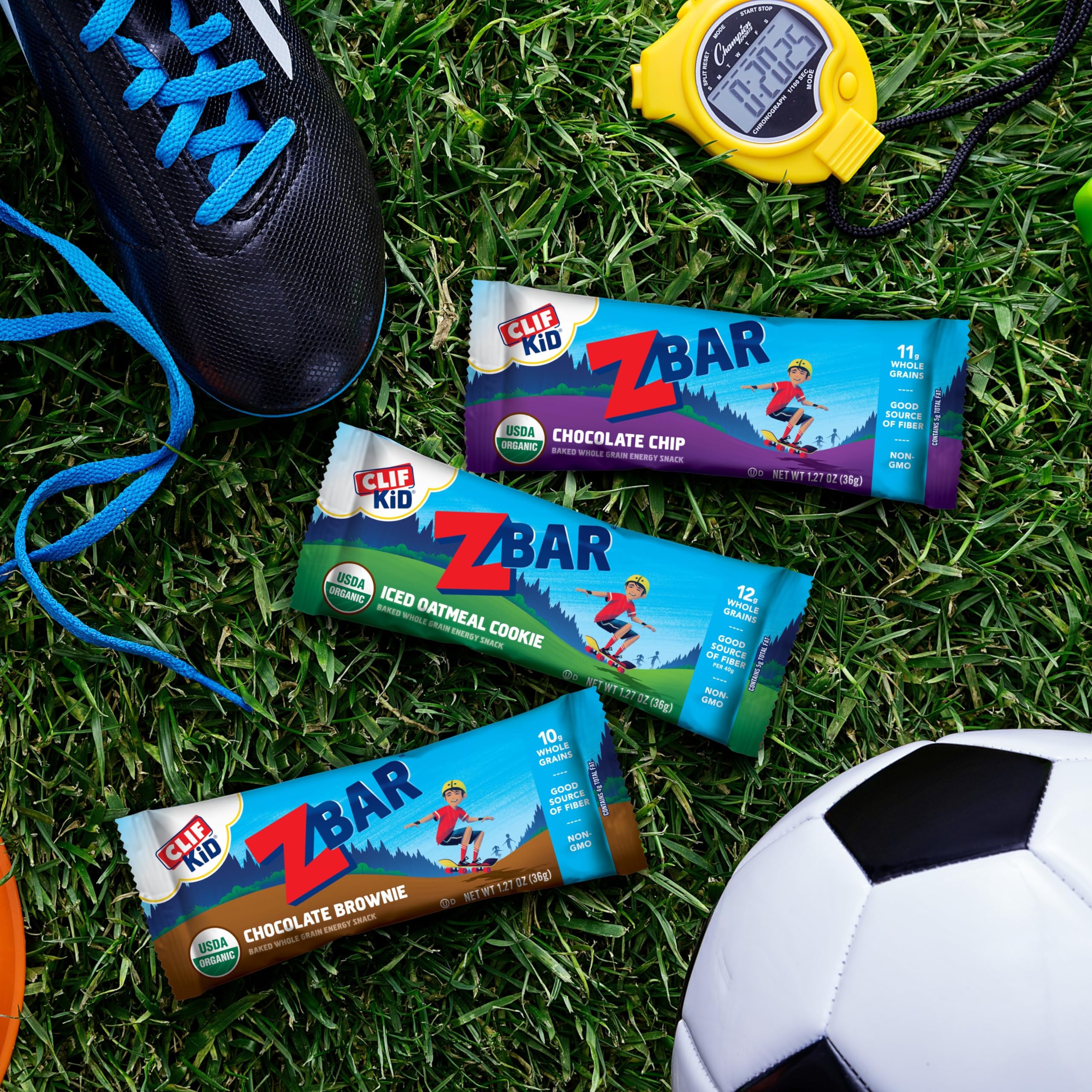 Organic CLIF Kid Zbar Chocolate Chip Snack Bars - 18 Pack for School Lunches & Outdoor Activities