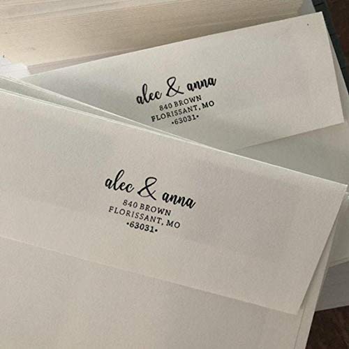 Personalized Script Self-Inking Address Stamp - Custom Return Address Stamp for Wedding Invitations, Business Mail & Home Office Use