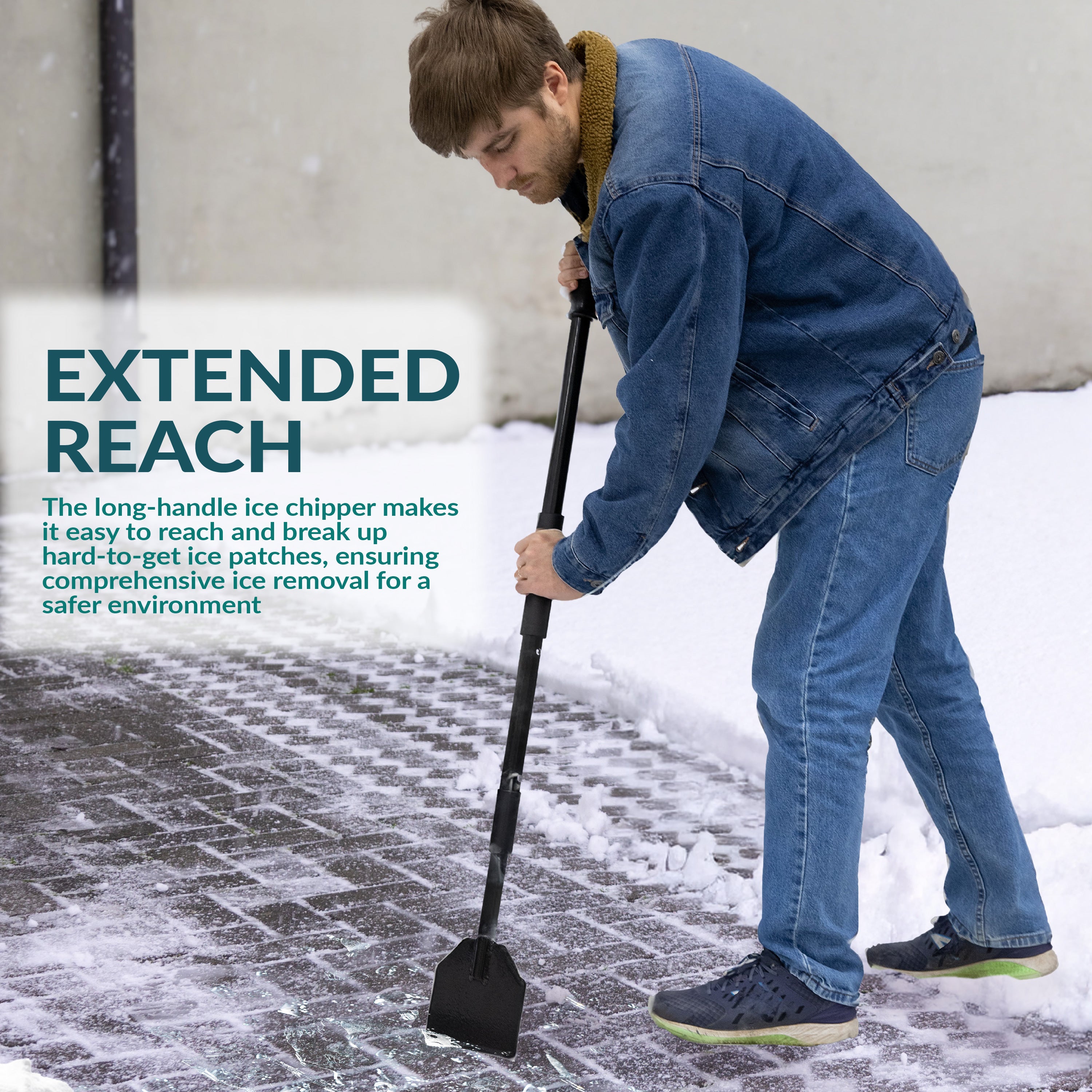Heavy-Duty Steel Driveway Ice Scraper with Shock-Absorbing Handle & Extra Thick Blade - Perfect for Winter Snow Removal on Cars, Trucks, and Walkways