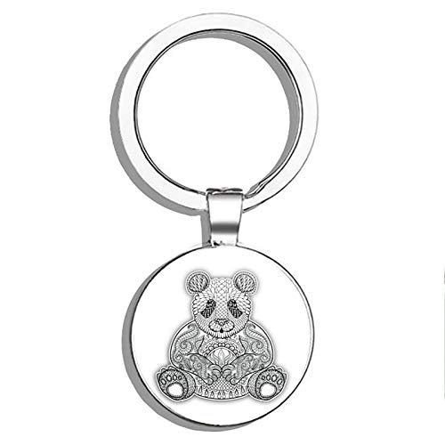 Stylish Panda Double Sided Stainless Steel Keychain - Durable Key Ring Holder with Carabiner Clip for Keys, Wallet & Backpack - Perfect for Everyday Use, Travel & Gift Giving