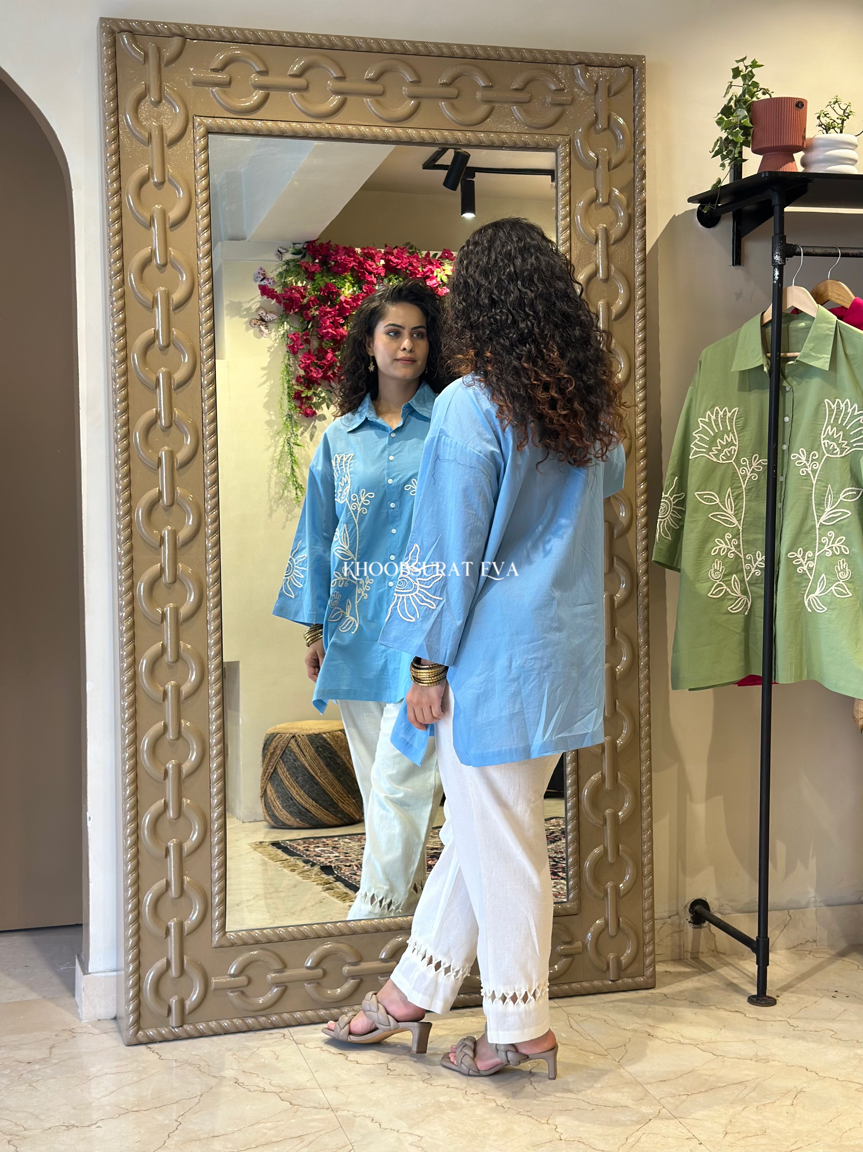 Stylish Oversized Shirt Set for Women - Trendy Loose Fit Casual Blouse & Pants Outfit | Perfect for Streetwear, Work Office & Weekend Outings