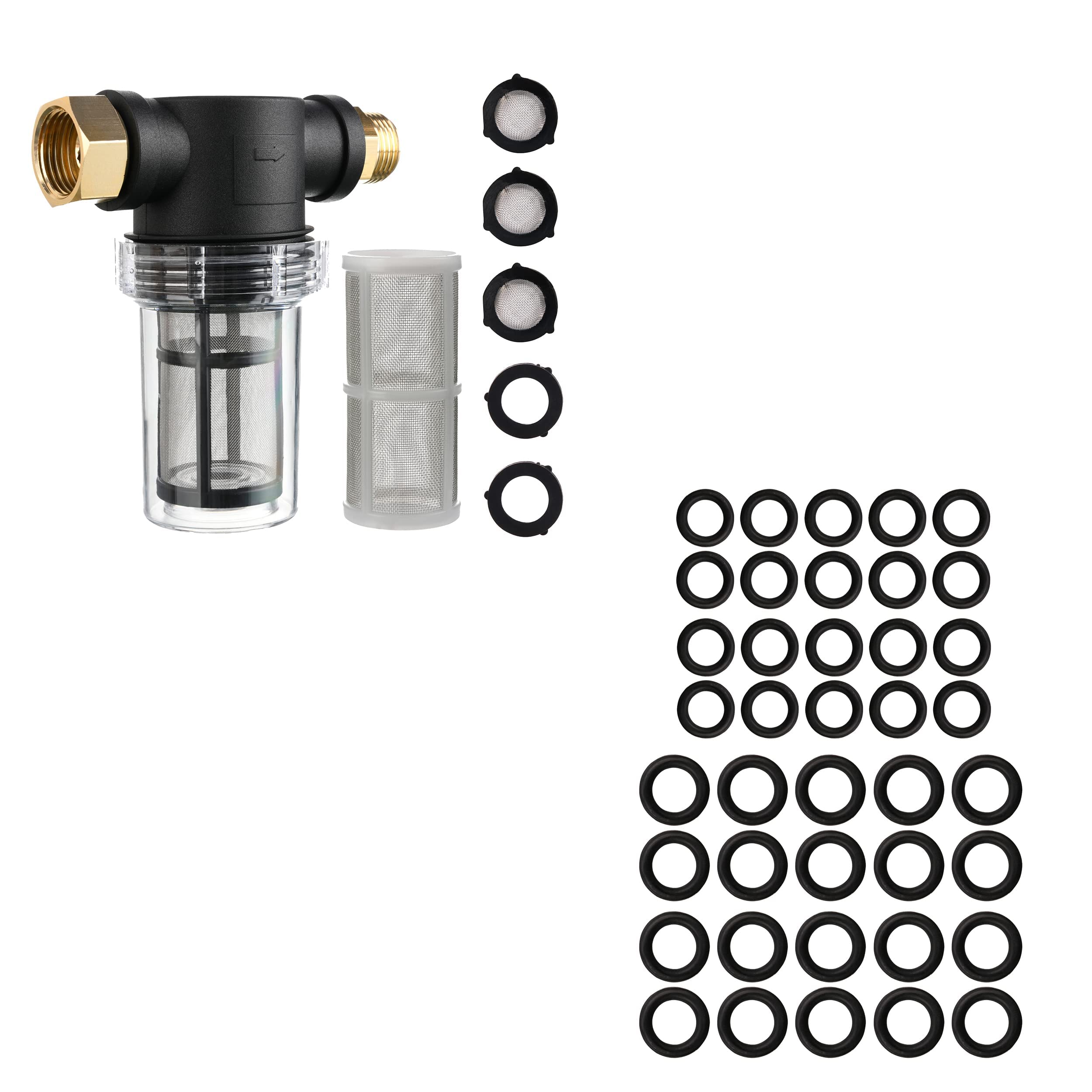 MMINGLE Garden Hose Filter for Pressure Washer Inlet Water - Universal Power Washer O-Ring Kit for Cleaning Cars, Houses & Outdoor Equipment
