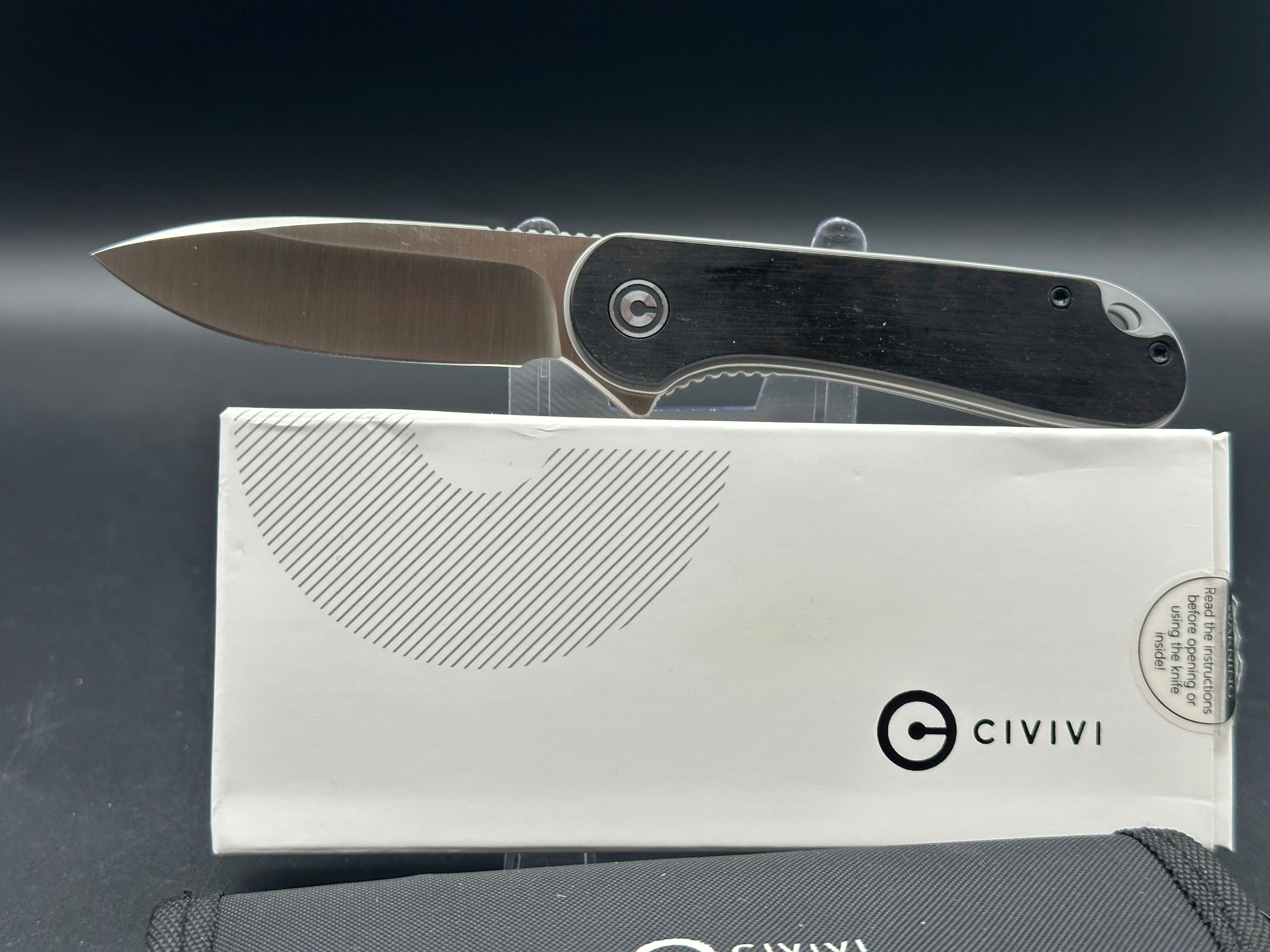 Civivi Elementum Folding Pocket Knife - Black Ebony Wood Handle, D2 Steel Blade - Perfect for EDC, Camping & Outdoor Adventures