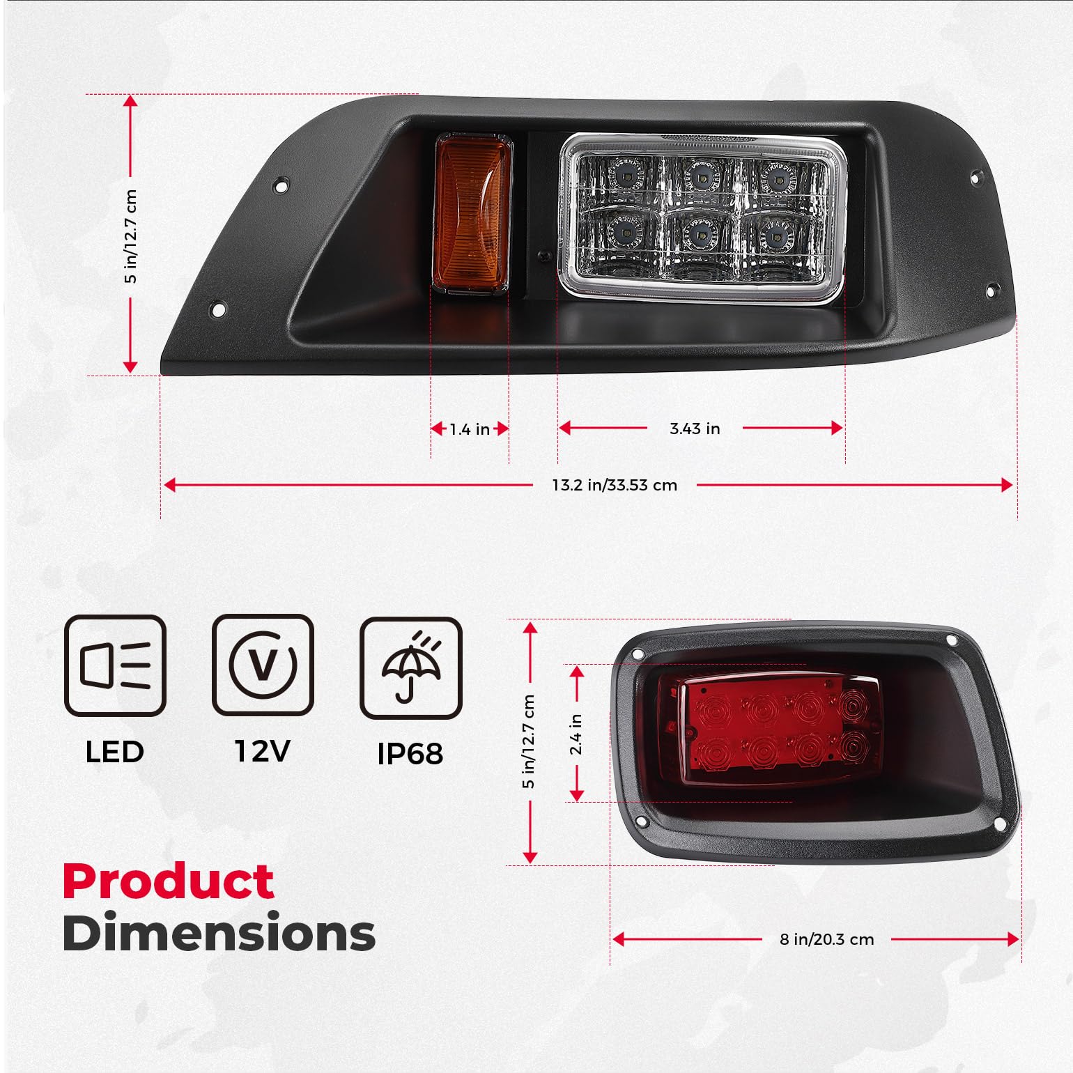 KEMIMOTO Deluxe Golf Cart LED Light Kit for EZGO TXT 1996-2013 - 12V Street Legal LED Headlights, Taillights with Turn Signals, Hazard Light Switch, Horn & Brake Pad | Perfect for Night Driving, Neighborhood Cruising & Golf Course Safety