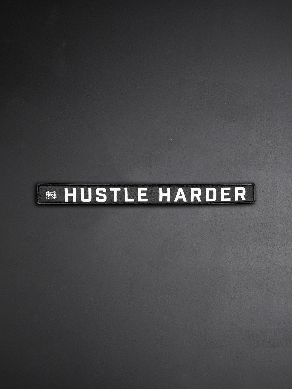 HUSTLE HARDER Motivational Long Sleeve Patch - Premium Embroidered Iron-On Patch for Jackets, Hoodies & Bags - Perfect for Workout, Gym & Sports Apparel