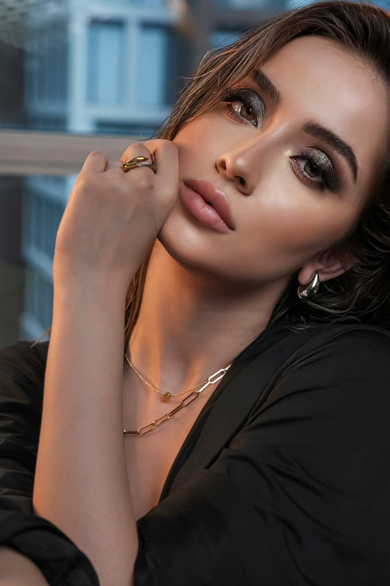 ROMALI Two Tone Twisted Cable Ring - Silver & Black/Gold Stackable Rings for Women | Trendy Jewelry Gift for Her | Perfect for Casual Wear, Date Night & Special Occasions