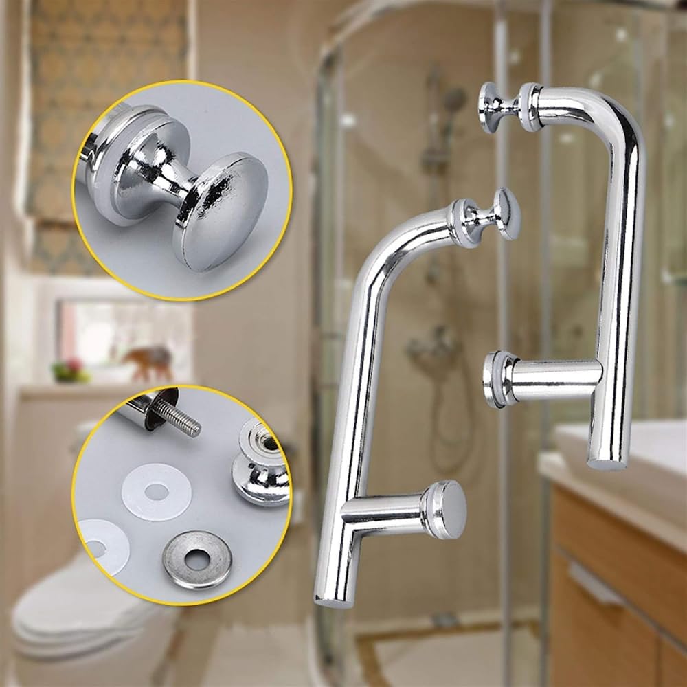 304 Stainless Steel Replacement Shower Door Handle - Push Pull Grab Bar for Glass Single Door Bathroom Safety (Perfect for Home, Hotel & Spa Renovation)