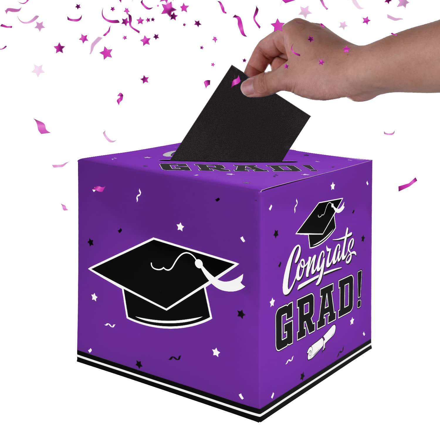 Graduation Party Decorations Set - Graduation Gift Box, Card Box & Party Favors in Purple | Perfect for Graduation Celebrations, School Events & Photo Backdrops