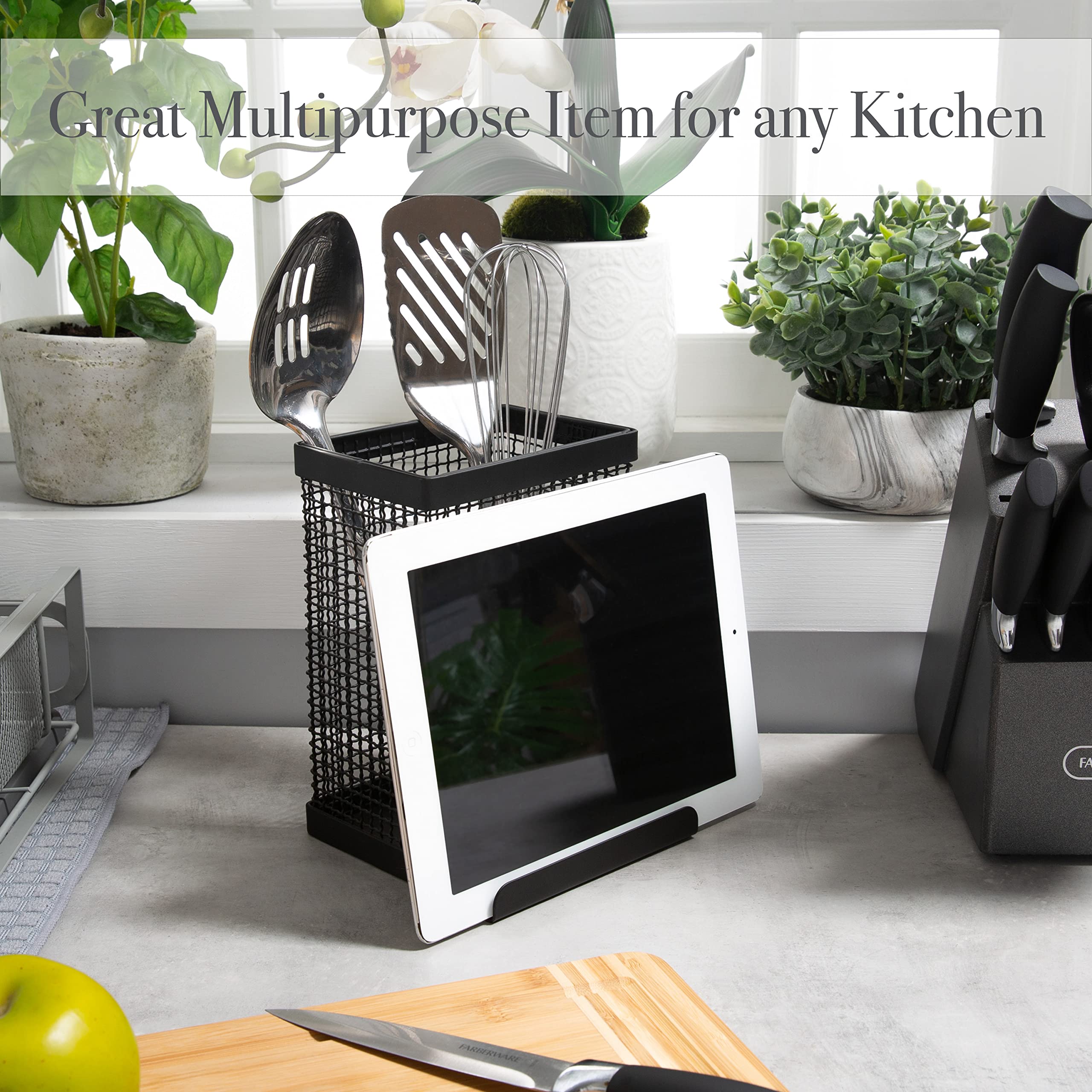 Industrial Kitchen Utensil Holder & Tablet Stand - 6.69