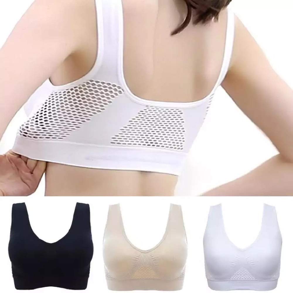 3 Pack Women's Comfort Aire Bras - Breathable Mesh Sports Bras for Fitness, Yoga & Running - Supportive & Comfortable Activewear for Workouts & Daily Wear