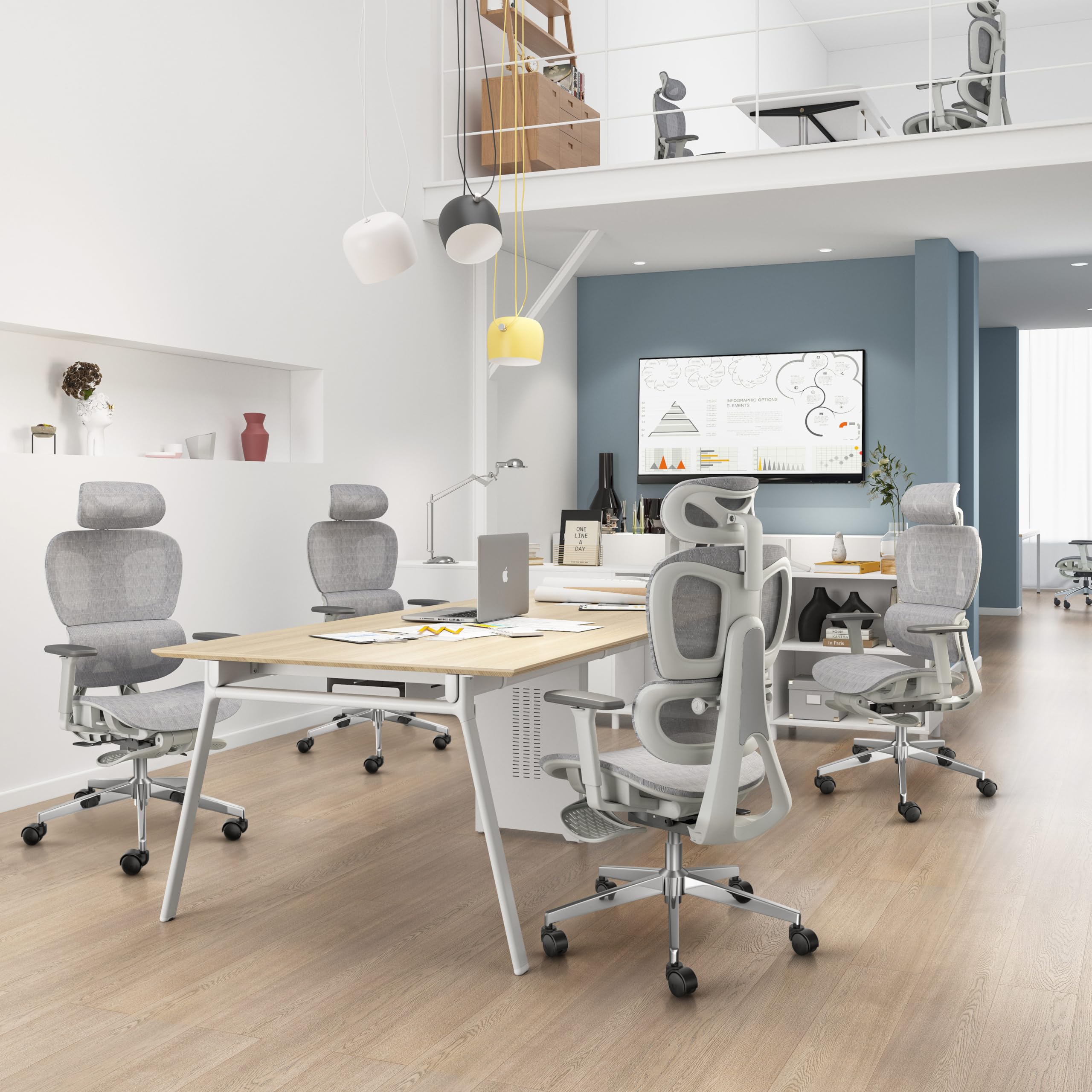 Ergonomic Mesh Office Chair with 3D Adjustable Armrests - High Back Computer Desk Chair with Wheels, Lumbar Support & Breathable Mesh - Perfect for Home Office, Gaming & Workspace (White)
