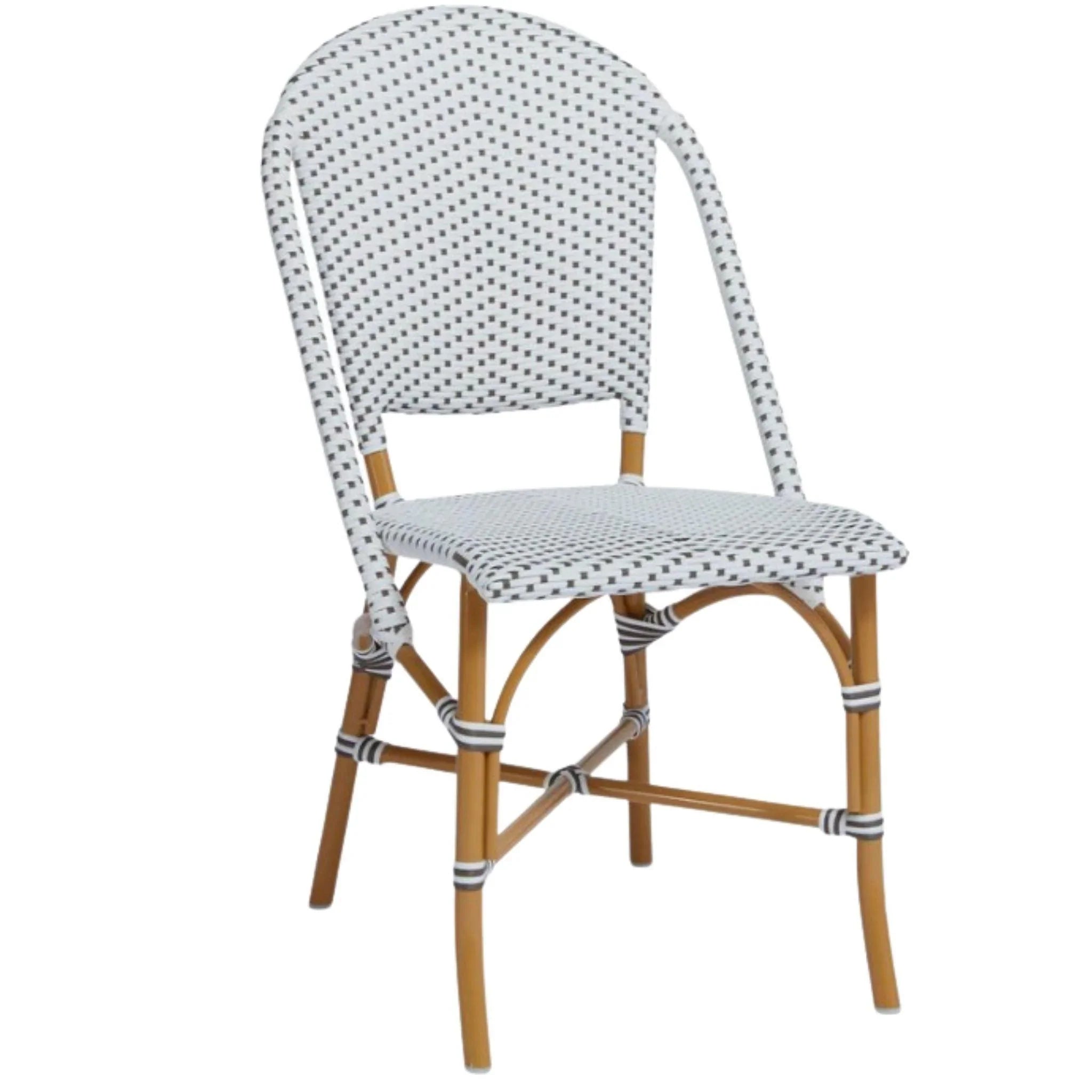 AluRattan™ Bistro Style Side Chair - Lightweight Outdoor Dining Chair with Rust-Resistant Aluminum Frame & All-Weather Wicker, 7 Color Options - Perfect for Patio, Garden, Cafe & Restaurant Seating