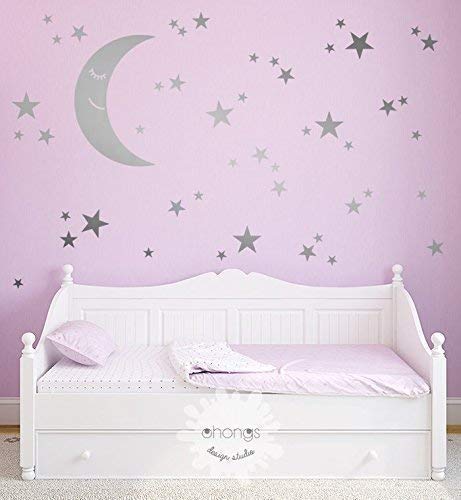 Moon & Stars Wall Decal for Kids Room & Nursery Decor