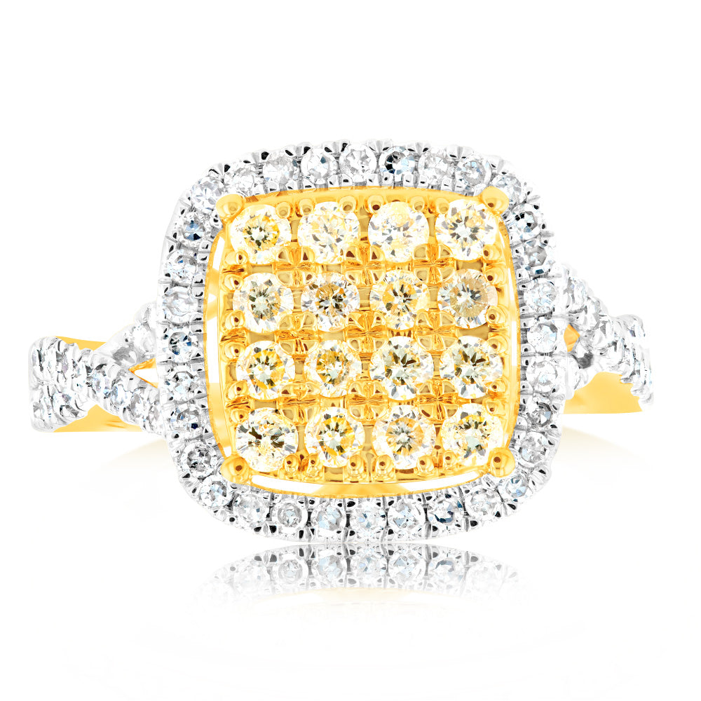 14ct 1 Carat Cushion Cut Diamond Ring with 84 Brilliant Cut Diamonds - Elegant Engagement & Wedding Jewelry for Women