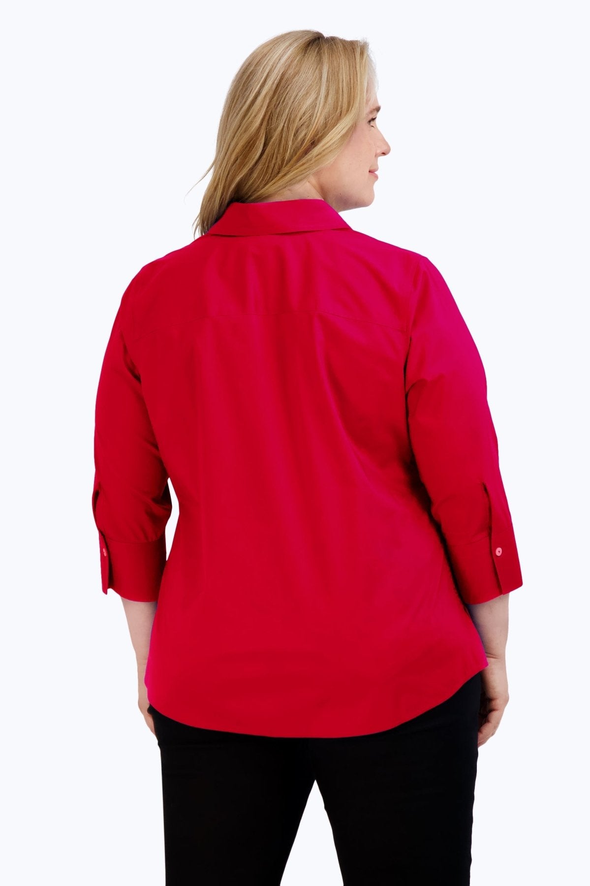 Mary Plus No Iron Stretch 3/4 Sleeve Shirt - Wrinkle-Free Comfort Fit Blouse for Work & Casual Wear | Office, Travel & Everyday Outfits