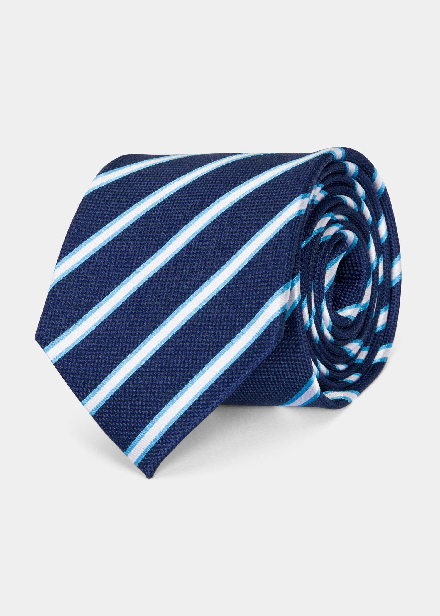 Blue Stripe Tie for Men - Classic Slim Necktie for Business, Wedding & Formal Occasions - Premium Silk Dress Tie for Office, Interviews & Special Events