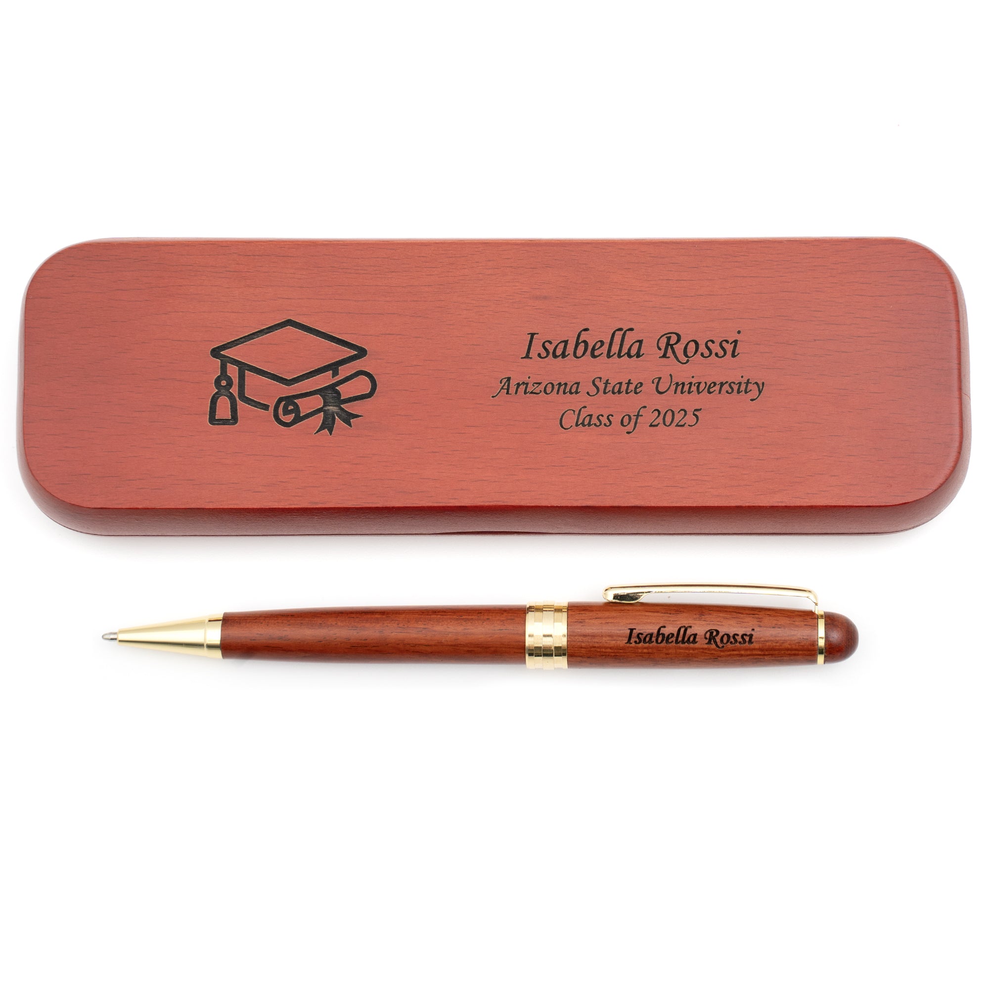 Elegant Dayspring Rosewood Graduation Pen Set with Case - Perfect Gift for Graduates, Students & Professionals