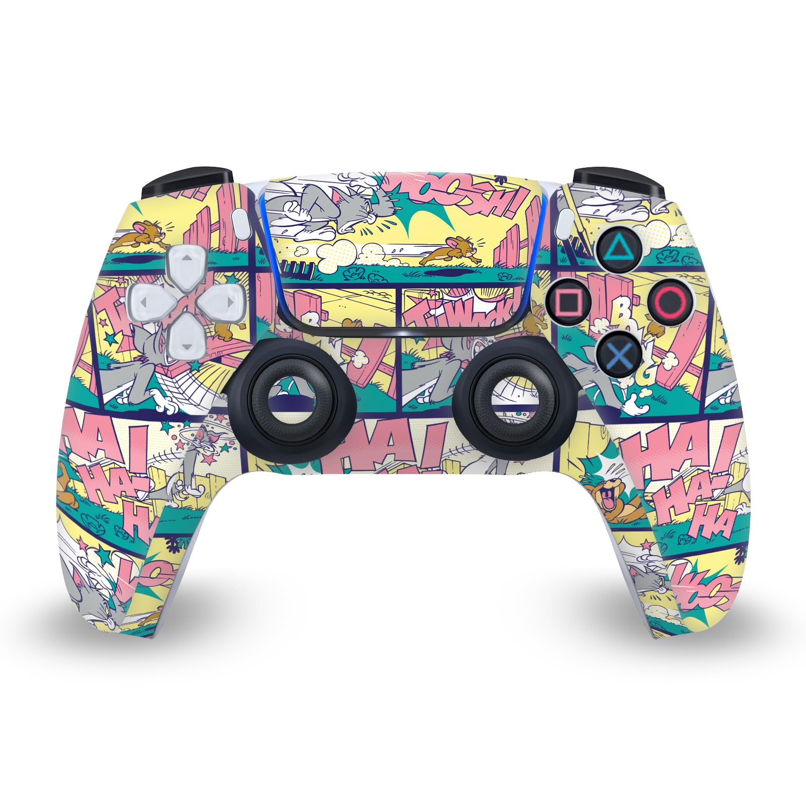 Official Tom and Jerry Comic Chase Vinyl Sticker for Sony PS5 Slim/PRO Disc Edition Console & DualSense Controller - Gaming Skin Decal - Perfect for Customizing Your PlayStation 5 Setup at Home or Office