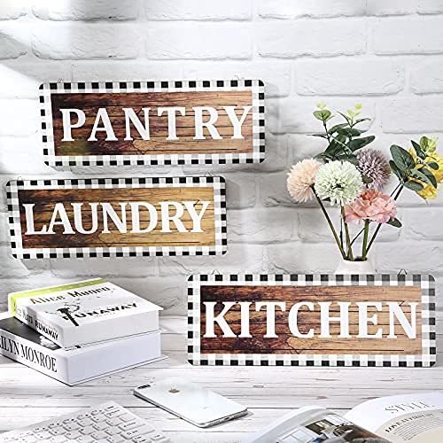 Jetec Buffalo Plaid Wall Signs - Rustic Farmhouse Decor for Kitchen, Pantry & Living Room