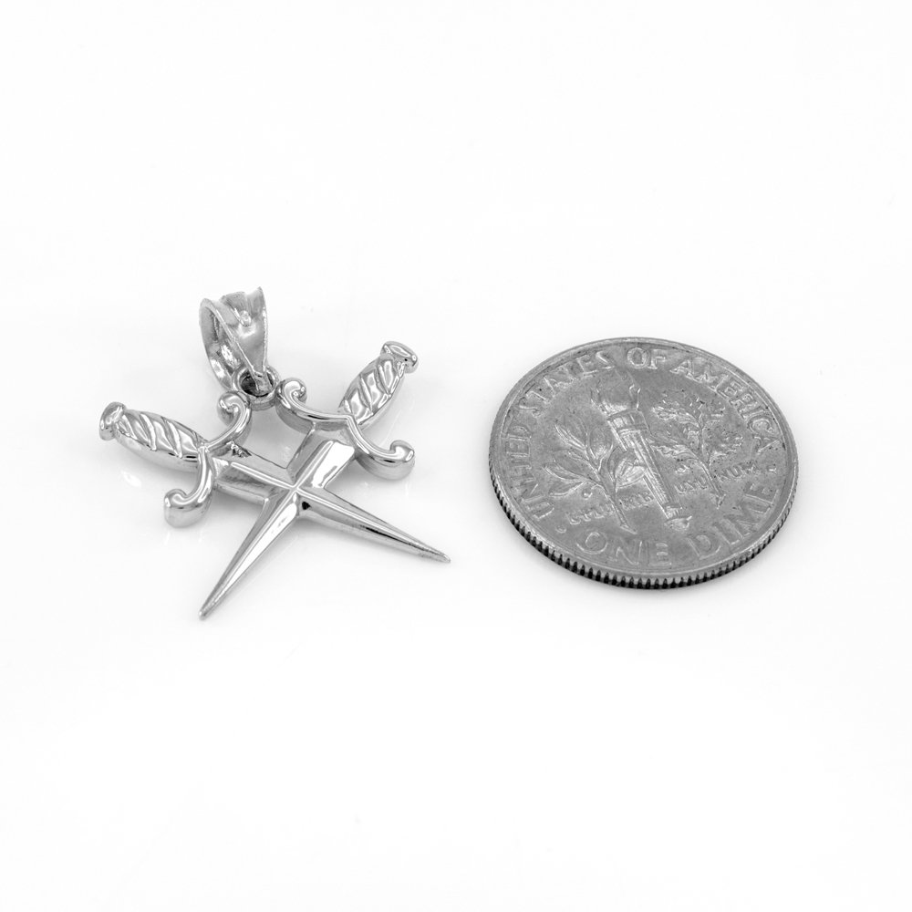 925 Sterling Silver Crossing Daggers Charm Pendant Necklace for Men & Women - Gothic Jewelry, Punk Style Accessory - Perfect for Halloween, Cosplay, and Edgy Fashion Outfits