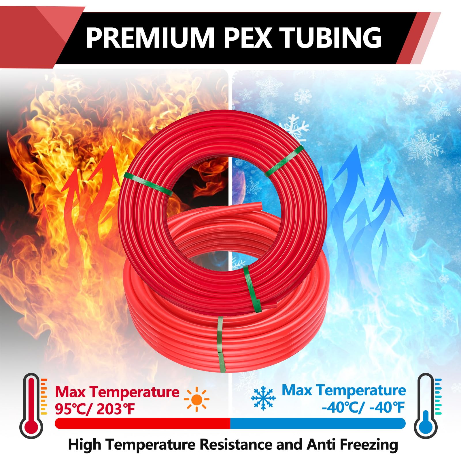EFIELD 3/4-Inch 300 ft PEX-A Pipe/Tubing - Red Color for Potable Water & Plumbing Applications - Includes Pipe Cutter - Perfect for Home Water Supply, Radiant Heating & DIY Plumbing Projects