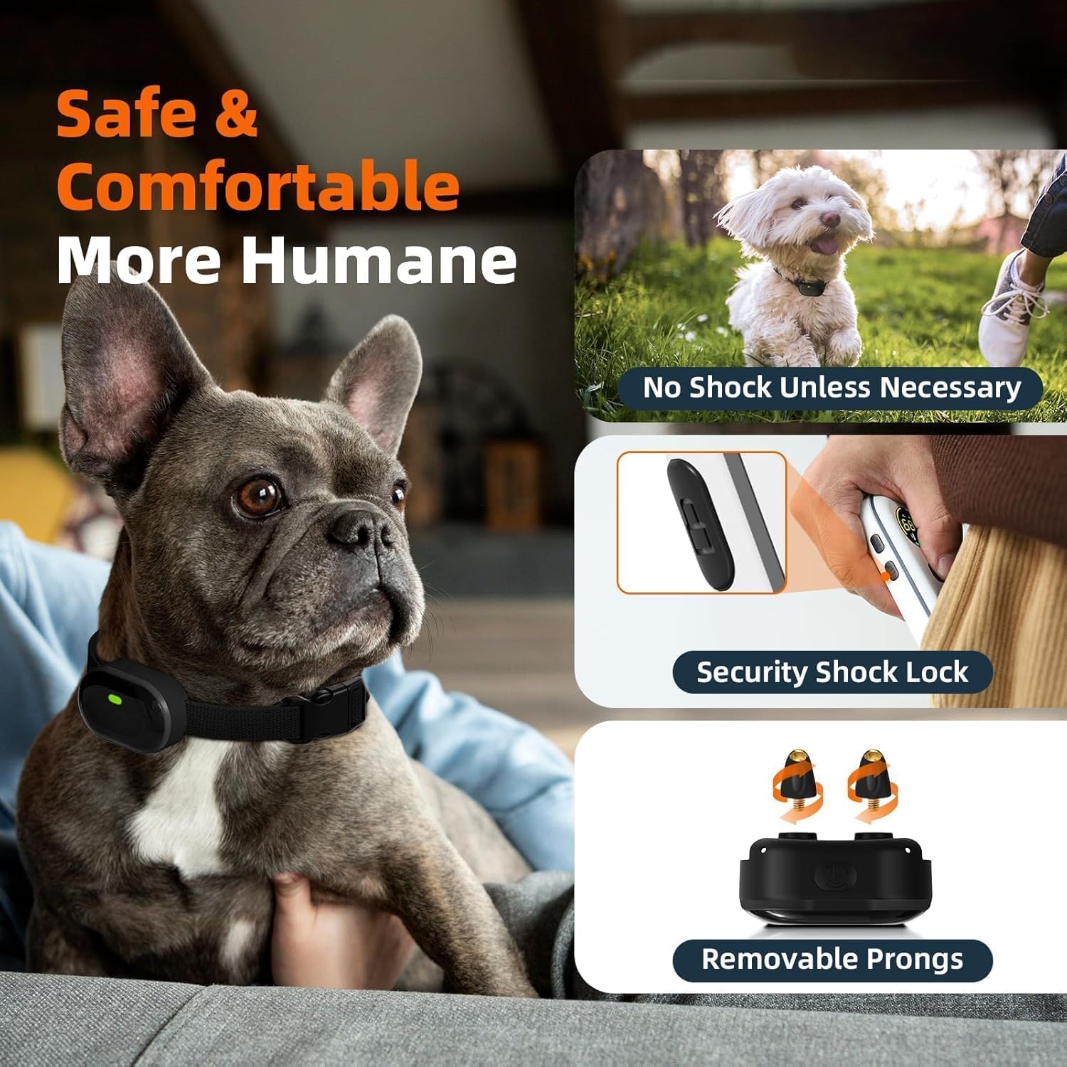 Ultra-Small Dog Shock Collar for 2 Dogs - 1300ft Remote, 198-Level Control, Waterproof & Rechargeable Training Collar for Small (5-15lbs) & Medium Dogs - Perfect for Obedience Training, Bark Control & Outdoor Adventures (White/Black)