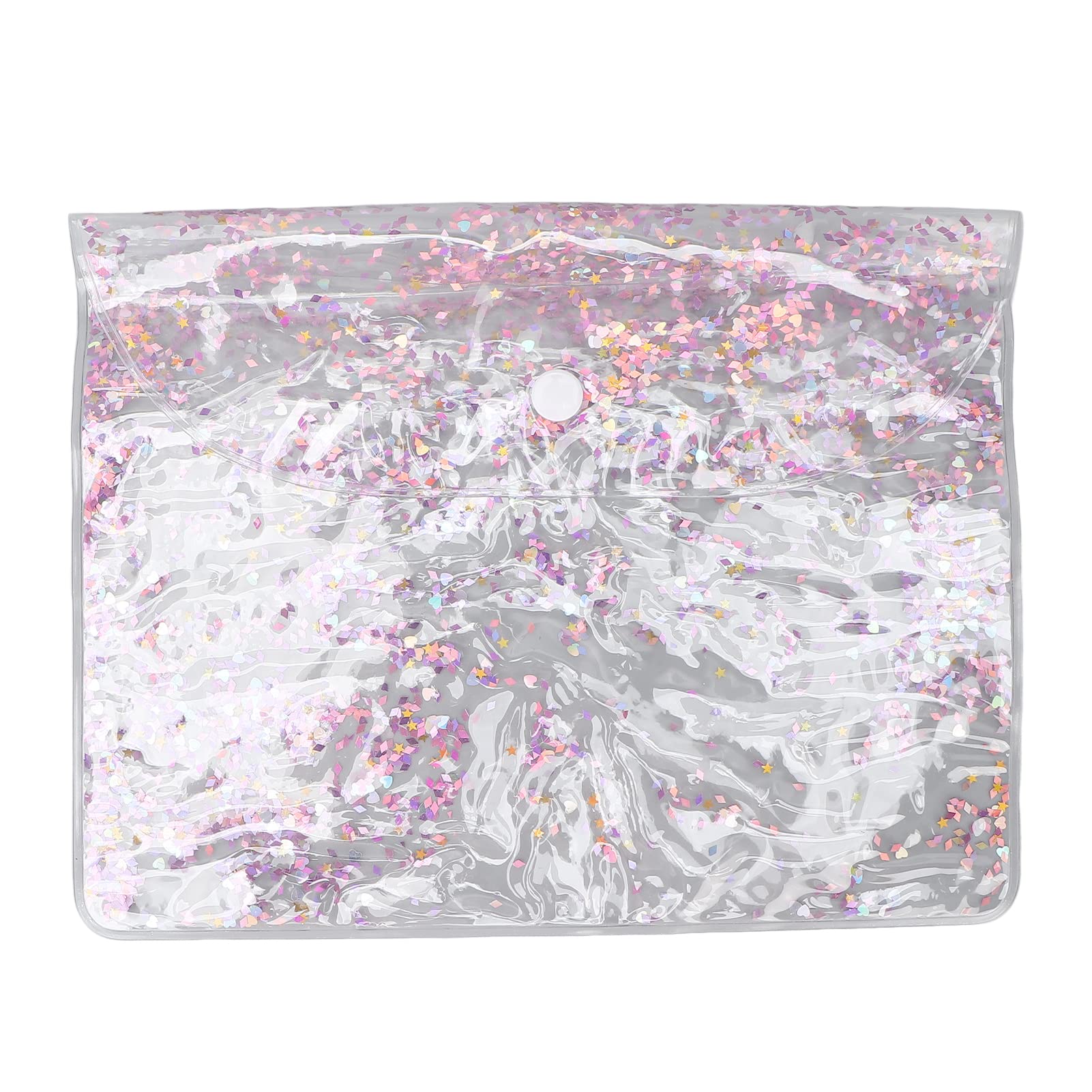 Large Makeup Bag for Women - Waterproof PVC Quicksand Bling Cosmetic Organizer with Button Closure | Travel Toiletry Pouch & Daily Essentials Storage | Perfect for Travel, Gym, Work & Home Organization