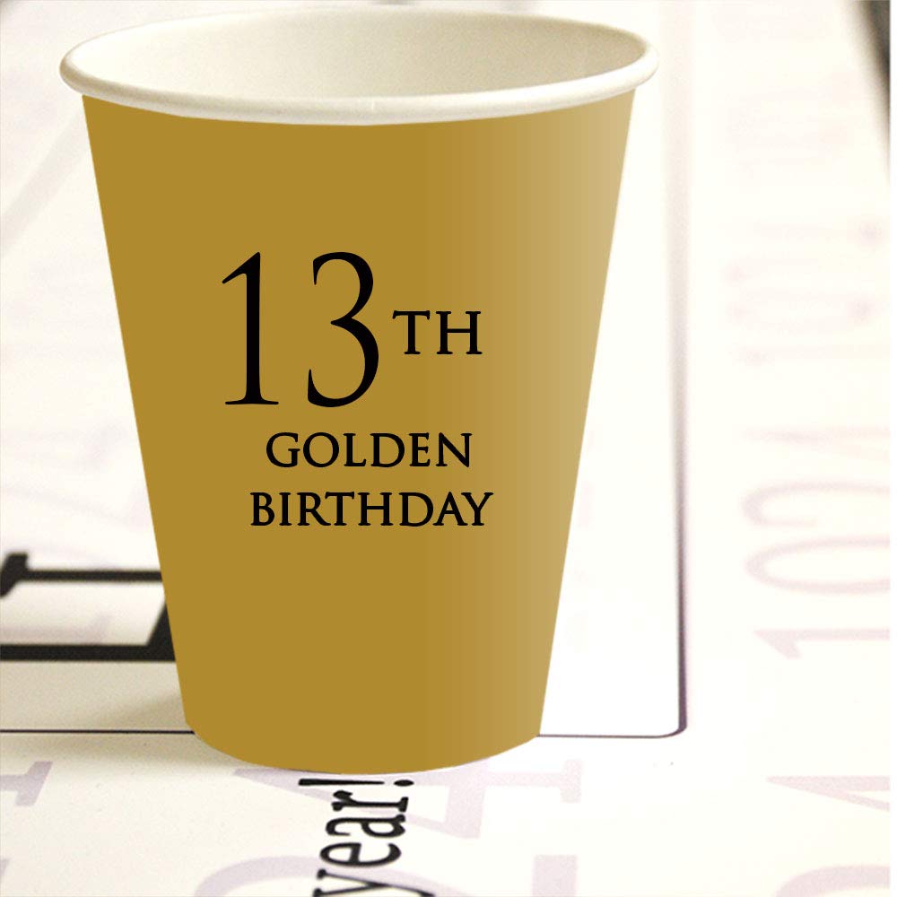 13th Golden Birthday Party Cups - 8 Pack Insulated Hot & Cold Drinkware for Celebrations, Reusable Plastic Tumblers for Kids & Adults - Perfect for Birthday Parties, BBQs, and Family Gatherings